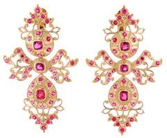 Burmese Spinel and 18K Gold Earrings