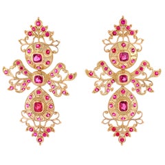 Burmese Spinel and 18K Gold Earrings