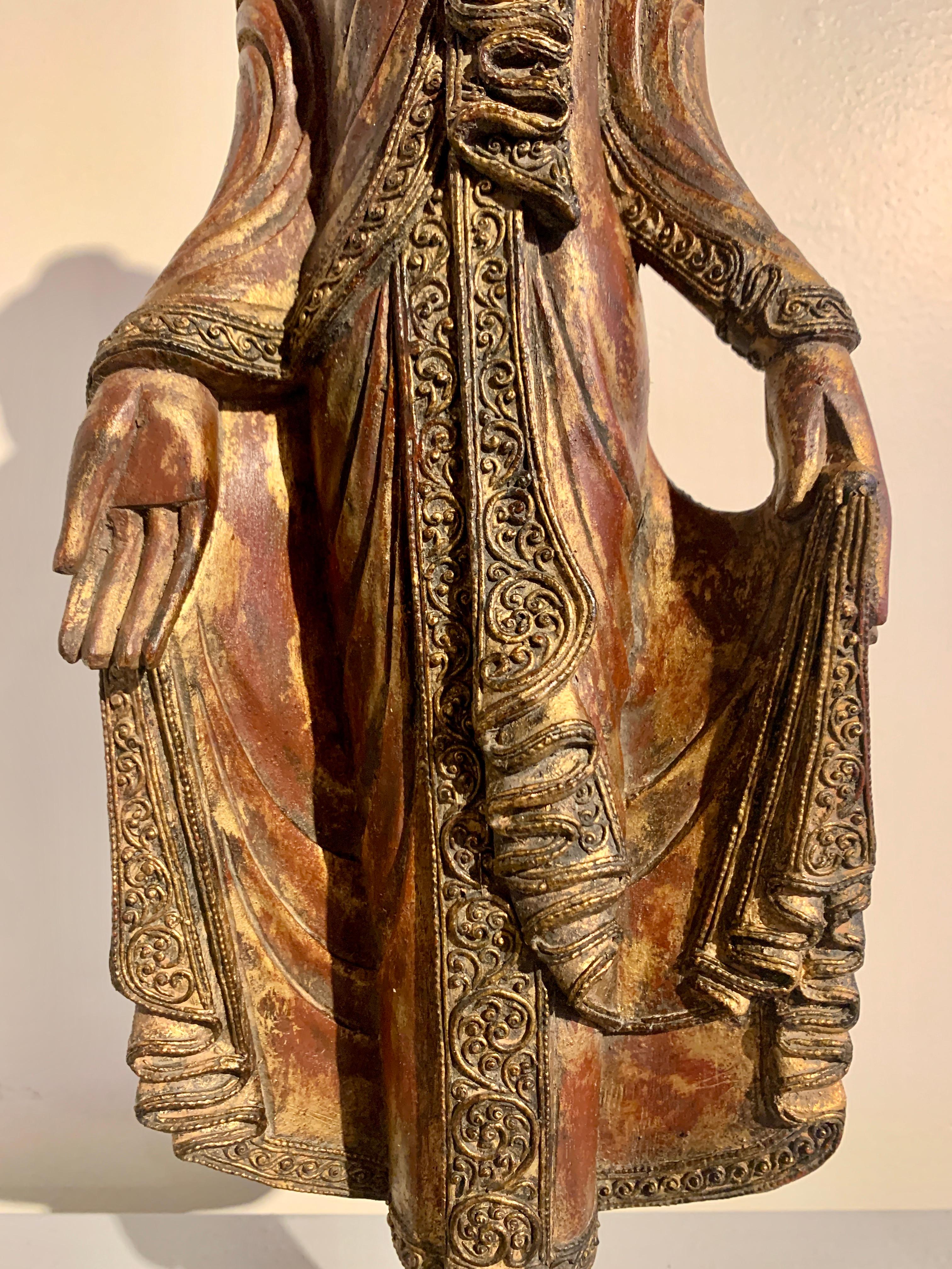 Burmese Standing Buddha Mandalay Style, Mid 20th Century 10