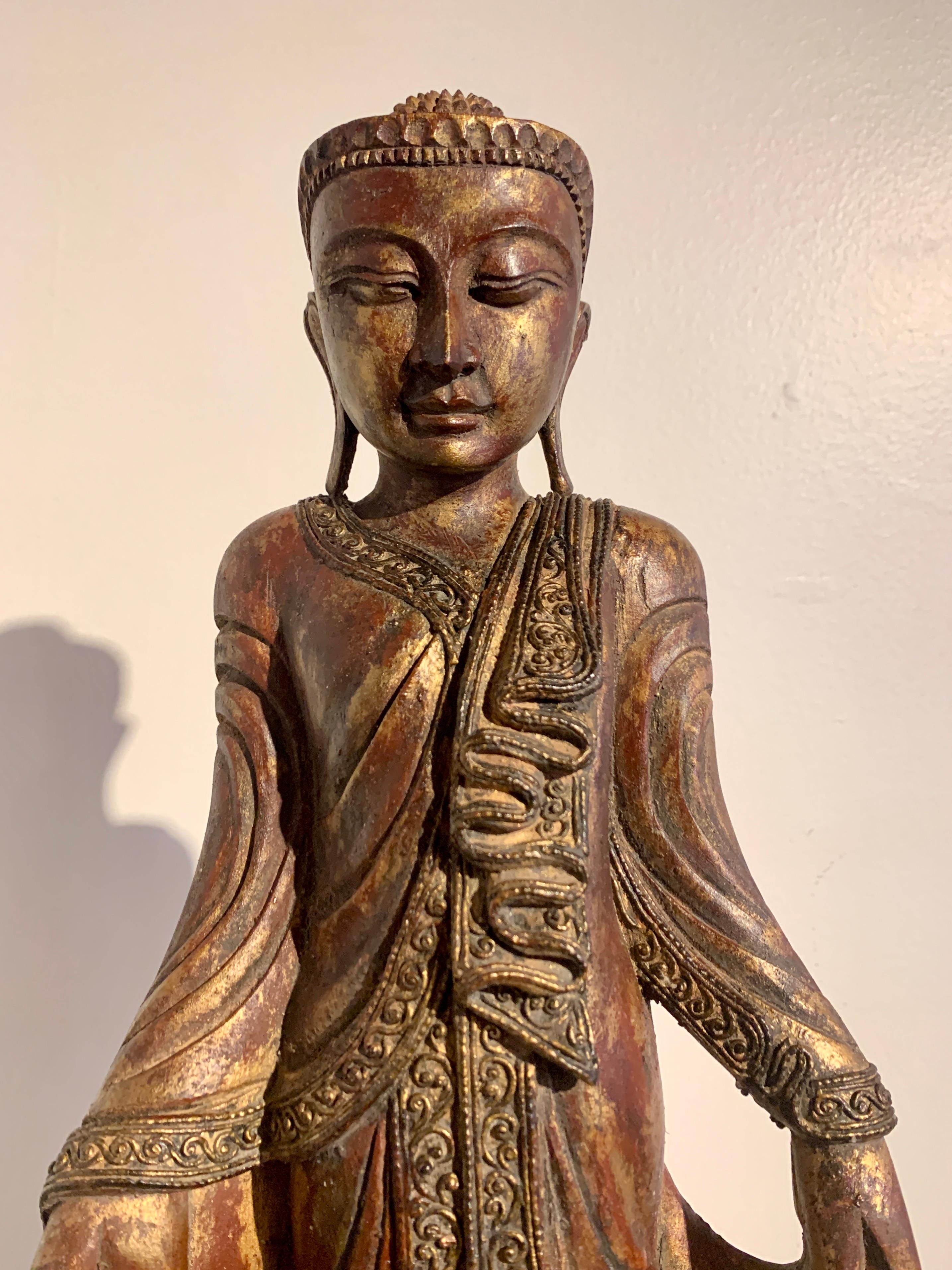 Burmese Standing Buddha Mandalay Style, Mid 20th Century 4