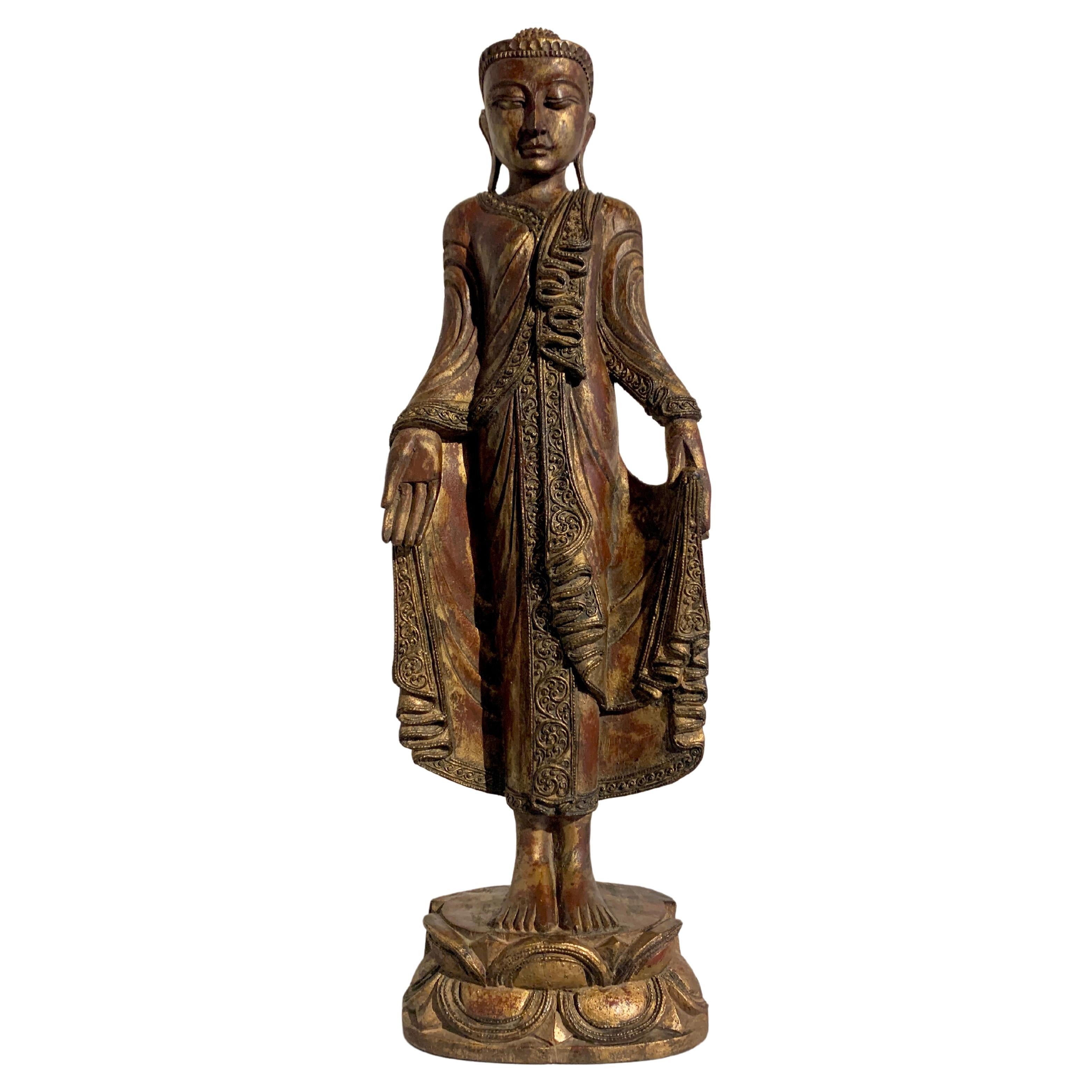Burmese Standing Buddha Mandalay Style, Mid 20th Century
