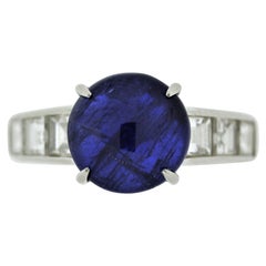 Burmese Star Sapphire Diamond Platinum Ring, GIA Certified