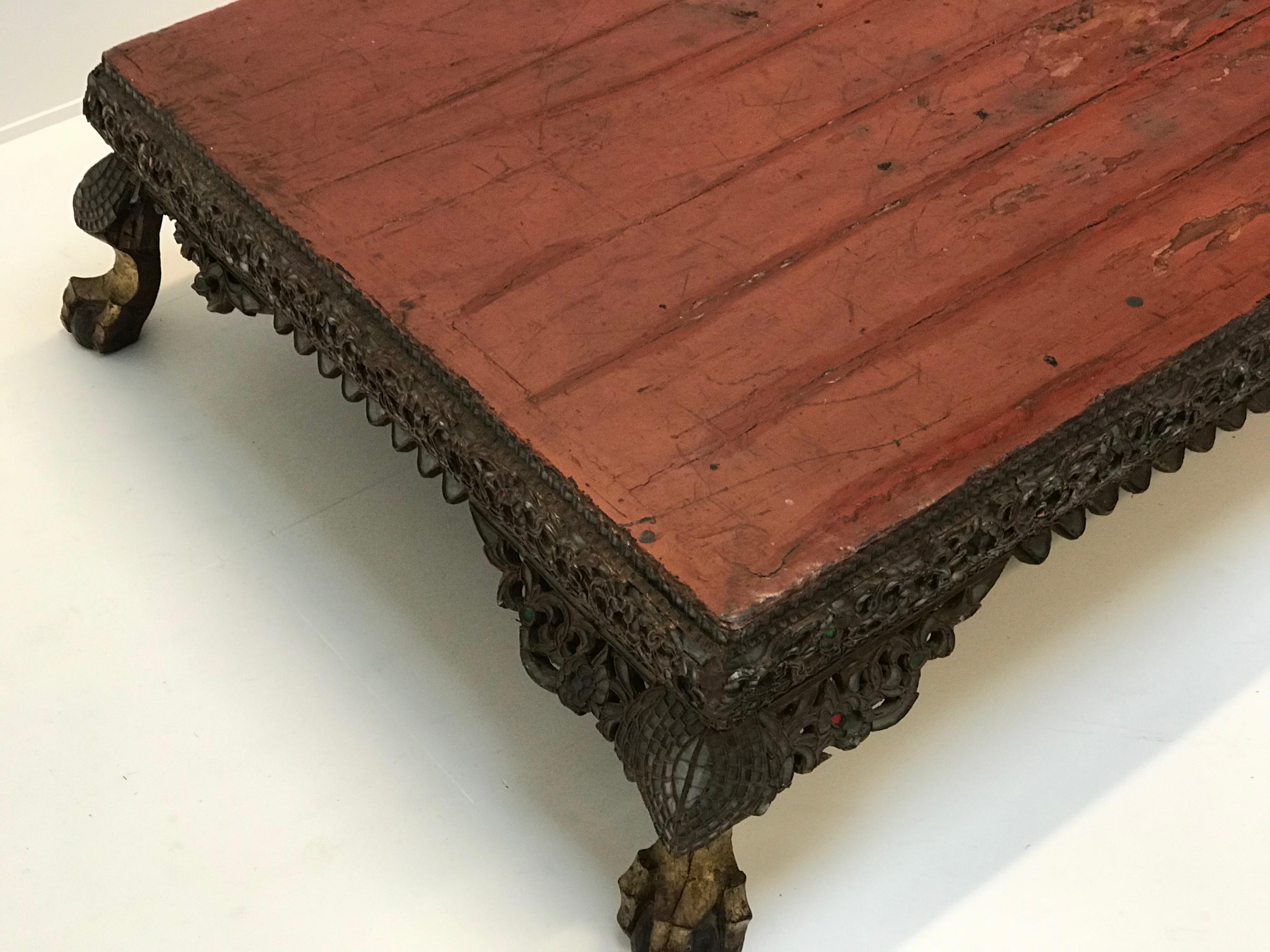 Painted Burmese Table, 18th Century, Red Lacquer For Sale