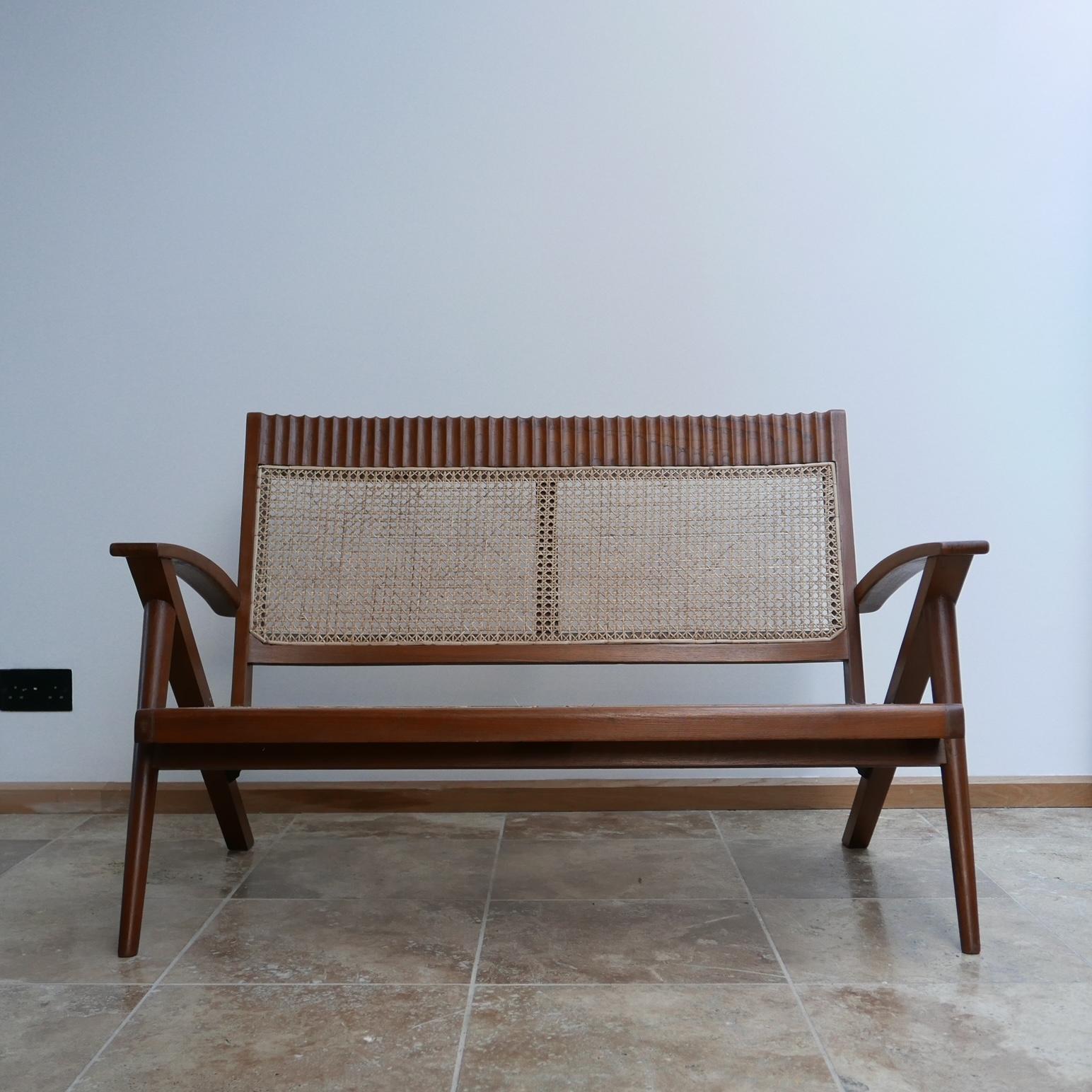 Burmese Teak and Cane Mid-Century Armchair and Sofa Set 6