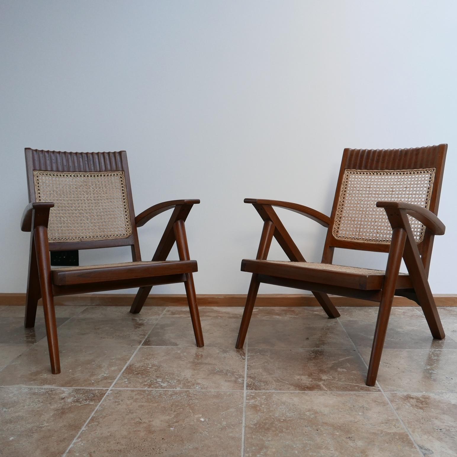 Burmese Teak and Cane Mid-Century Armchair and Sofa Set 10