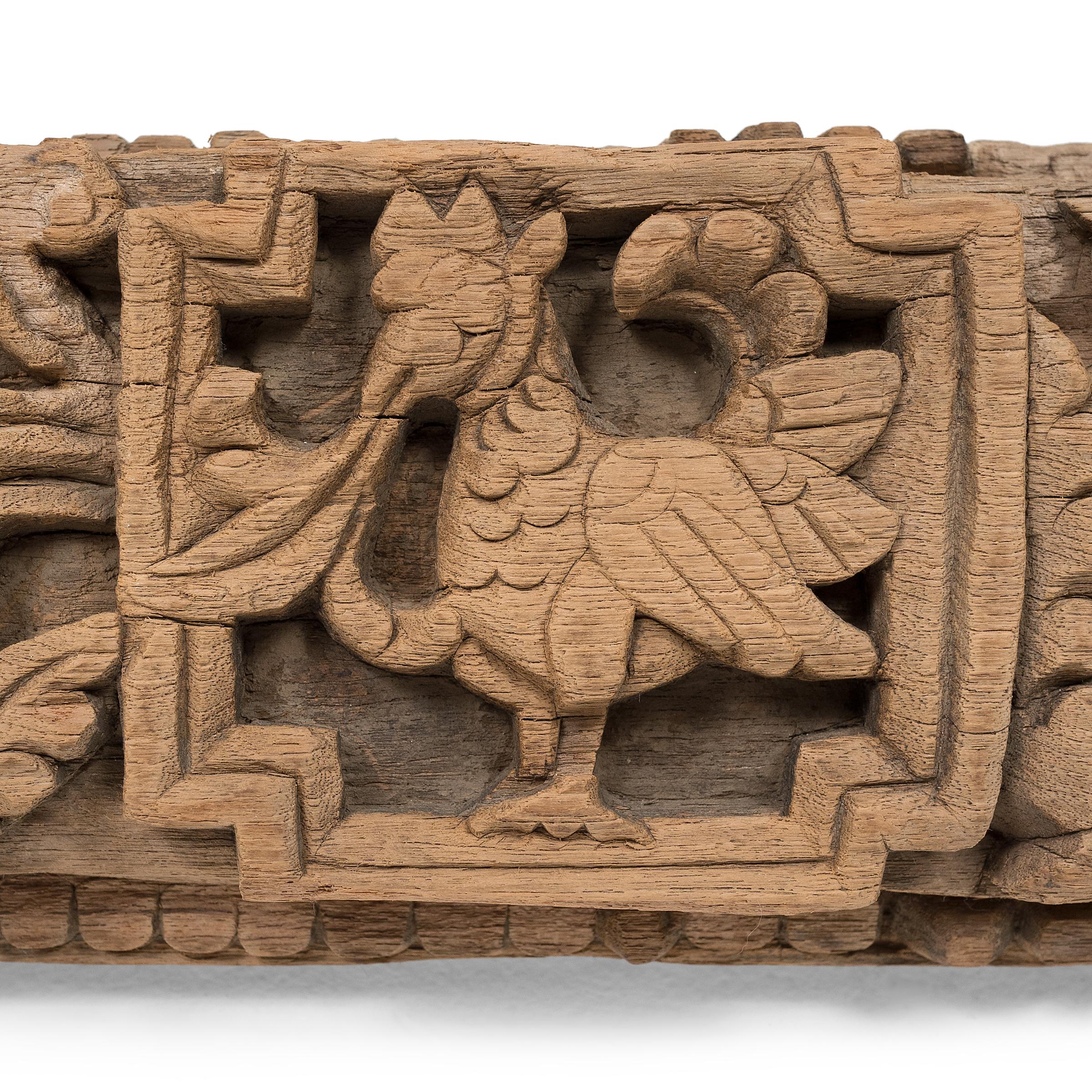 Burmese Teak Bird Lintel, c. 1850 In Good Condition For Sale In Chicago, IL