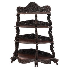 Burmese Teakwood Serpentine Étagère