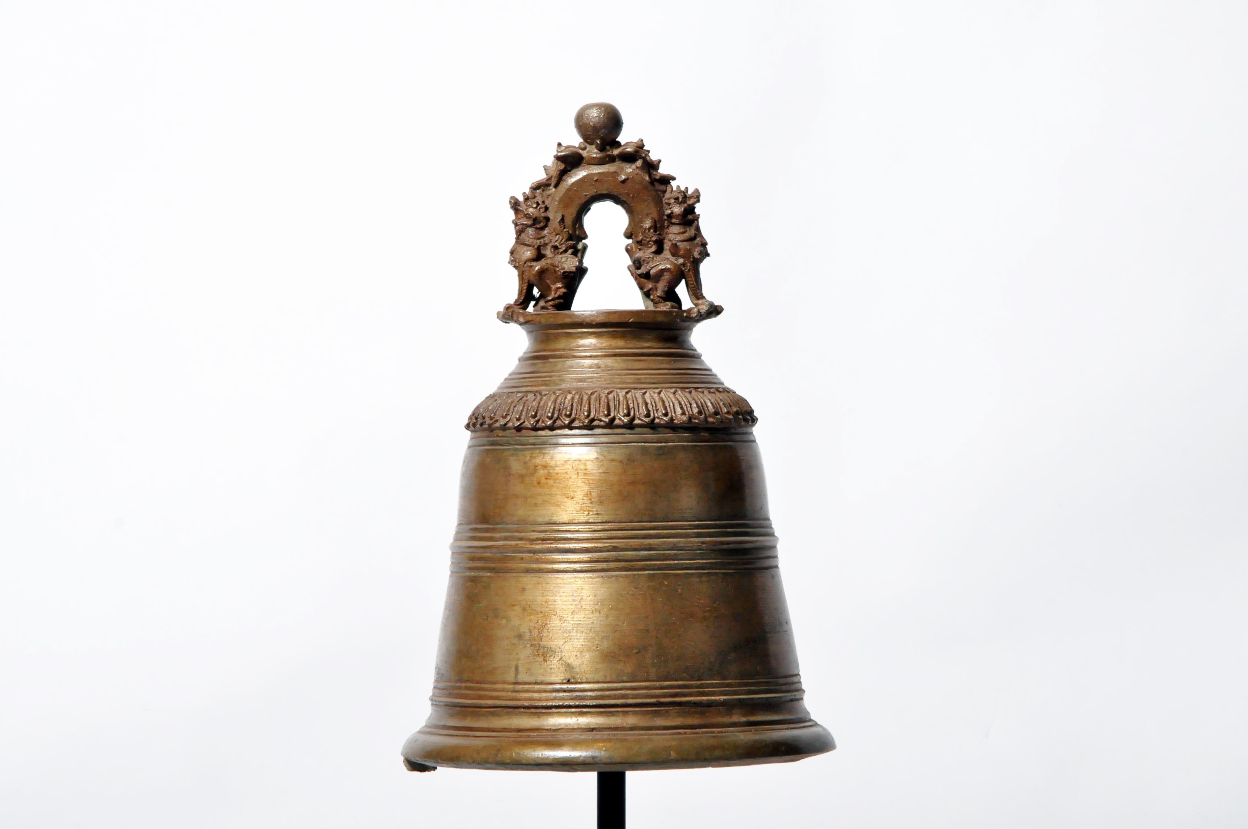 Brass Burmese Temple Bell on Stand