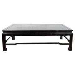 Burmese Retro Black Lacquer Low Coffee Table with Negora Lacquer Inset Top