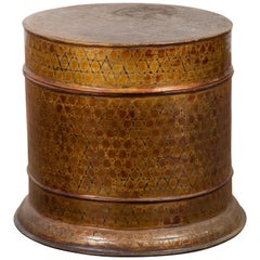 Burmese Vintage Negora Lacquer Circular Box with Snake Skin Pattern