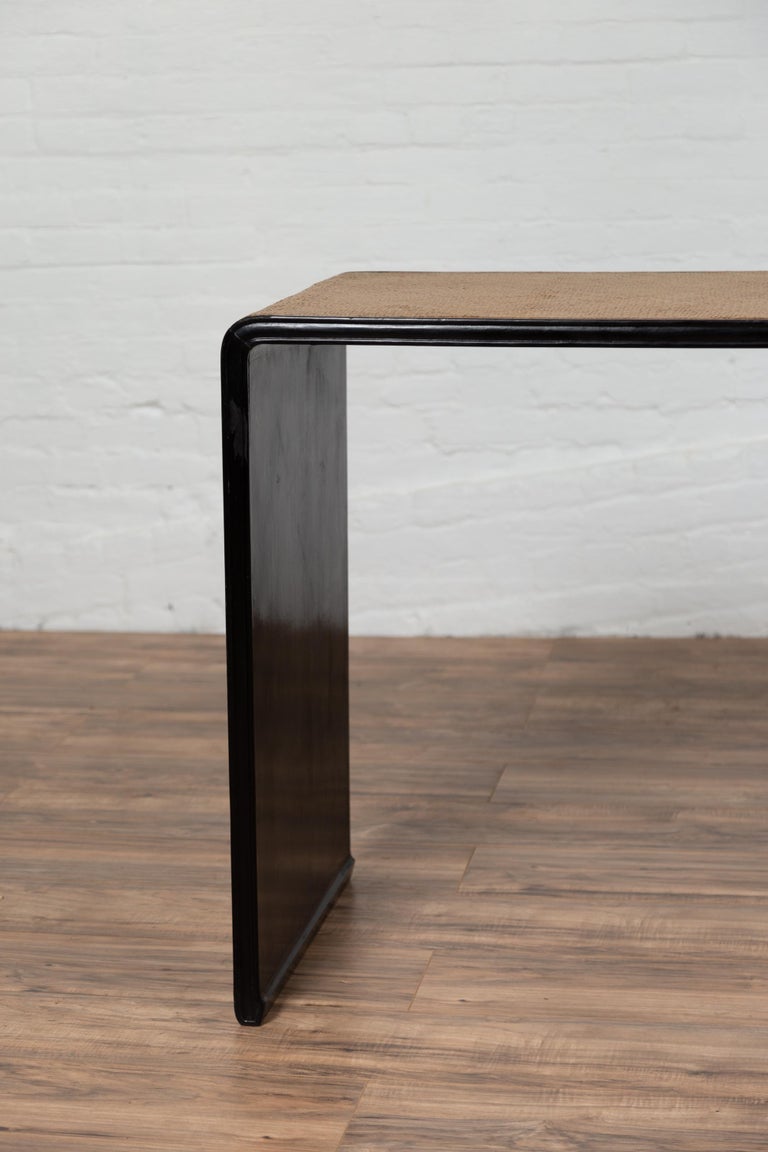 Burmese Vintage Waterfall Console Table with Black Lacquer ...