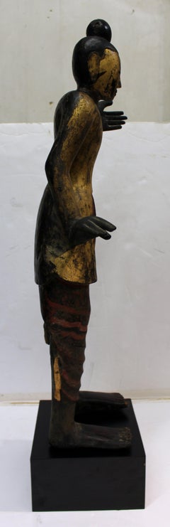 Burmese Wood Buddha in Mudras Posture Statue