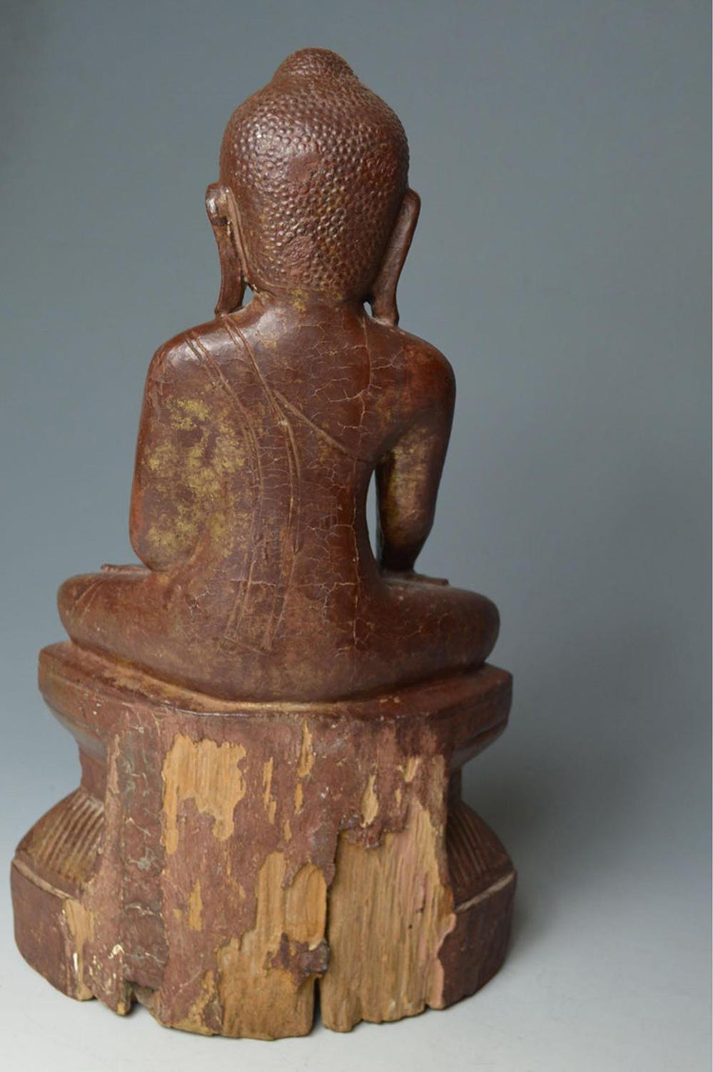 18th Century Burmese Wood Lacquer Buddha circa 18th / 19th Century Asian Antiques