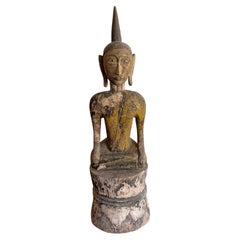 Sitzender burmesischer Holz Buddha aus Holz, frühes 20. Jahrhundert