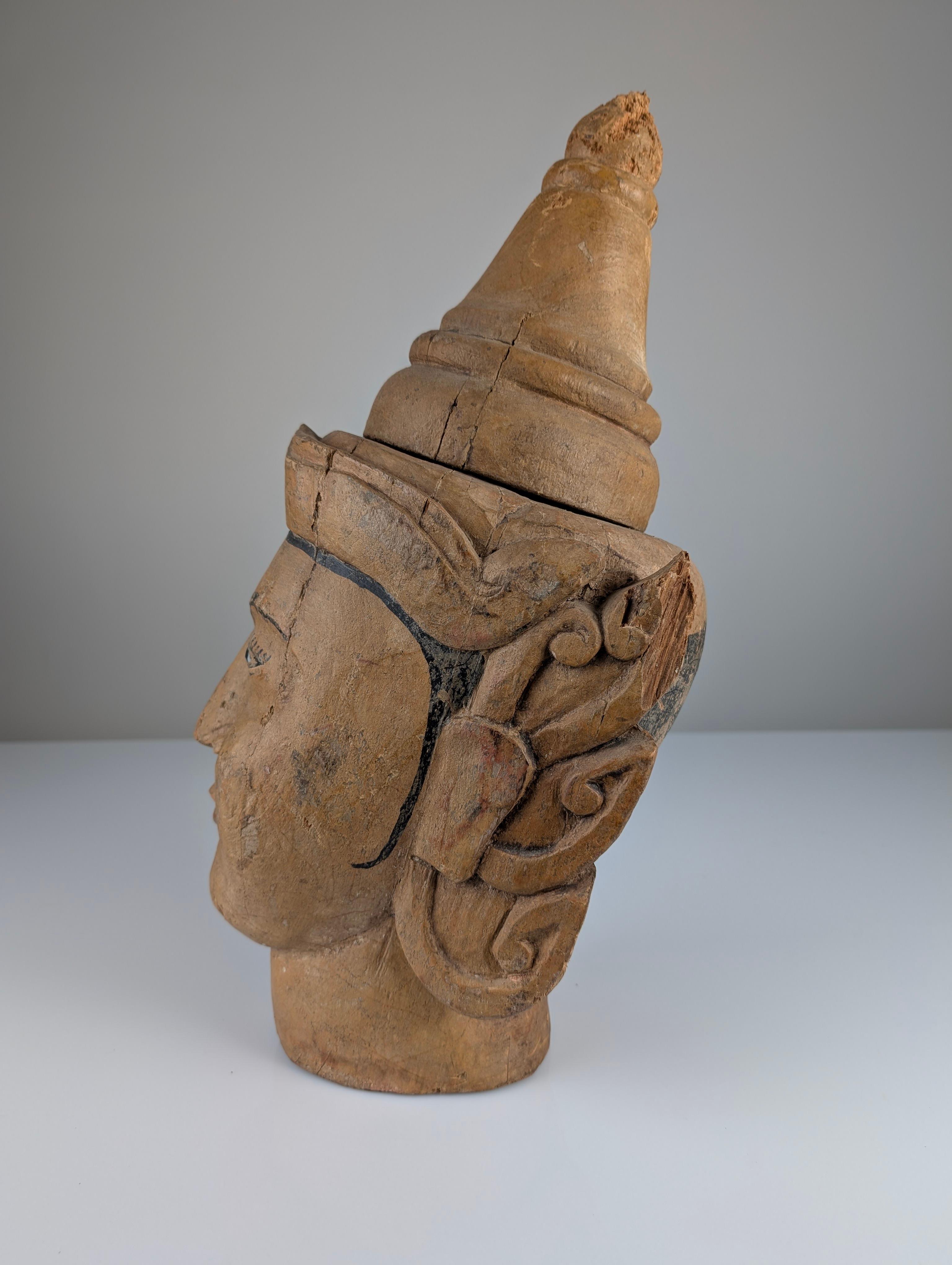 Burmese wooden puppet head with mouth-opening mechanism, 20th century 5