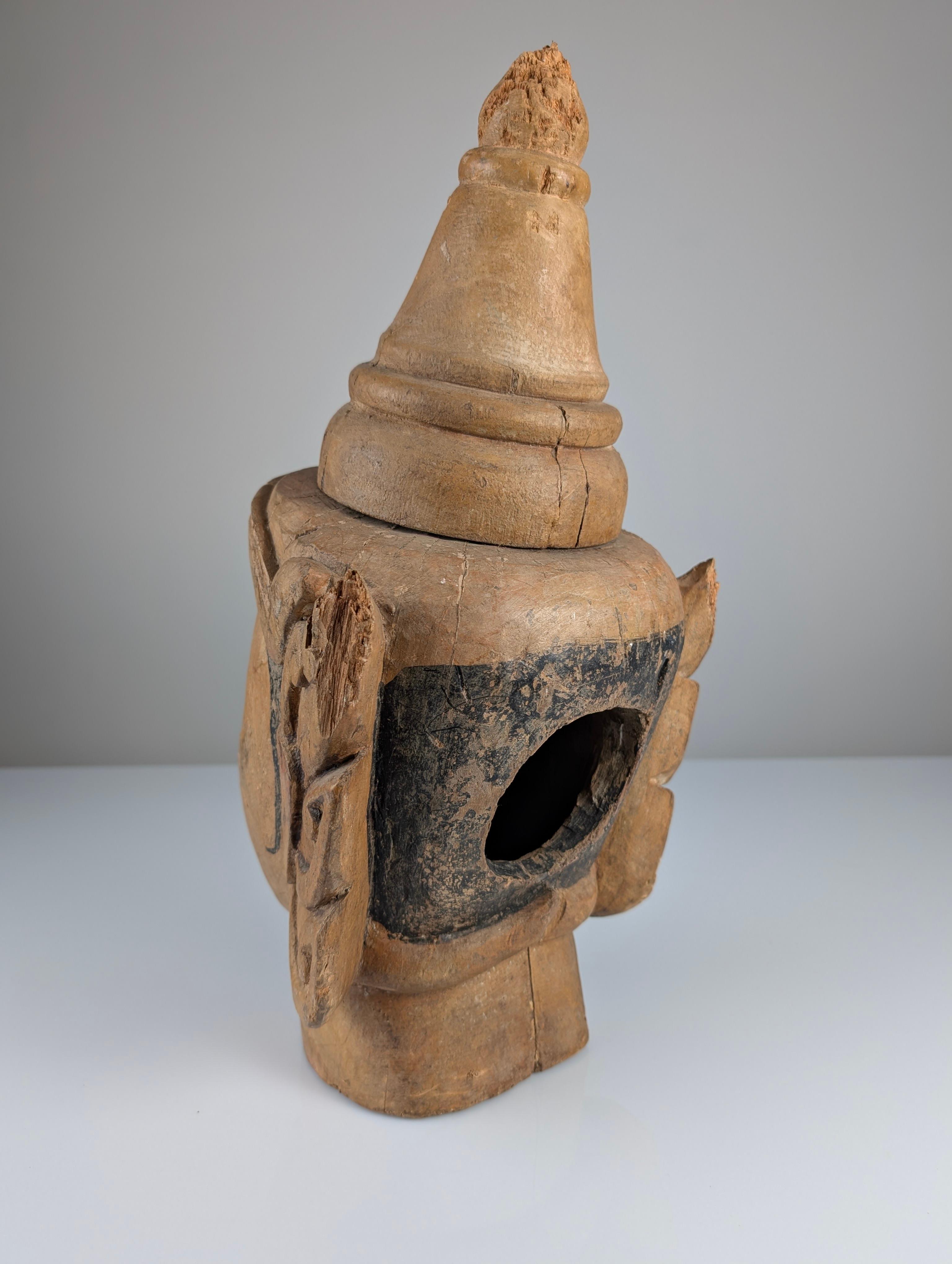 Burmese wooden puppet head with mouth-opening mechanism, 20th century 6