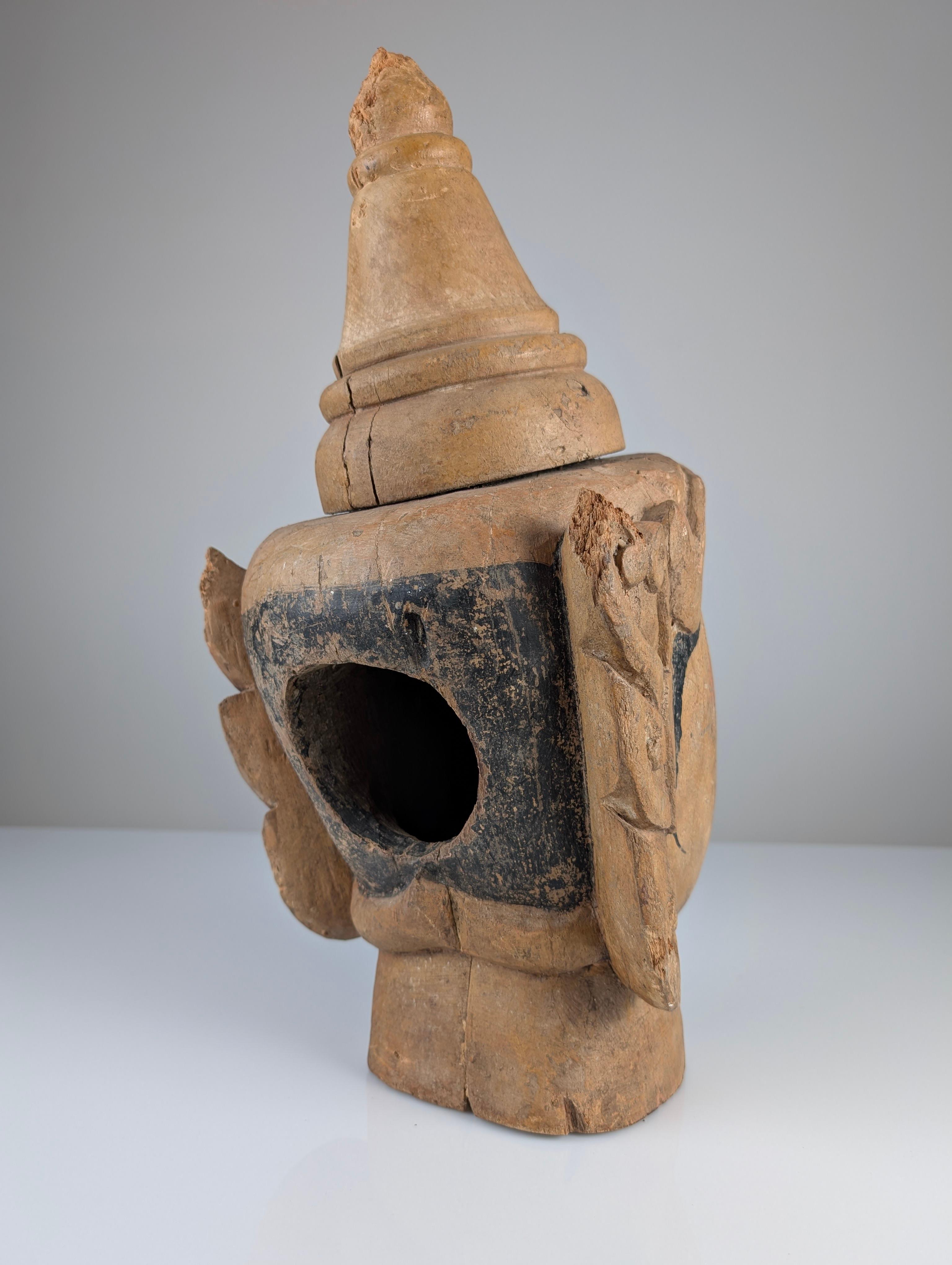 Burmese wooden puppet head with mouth-opening mechanism, 20th century 7