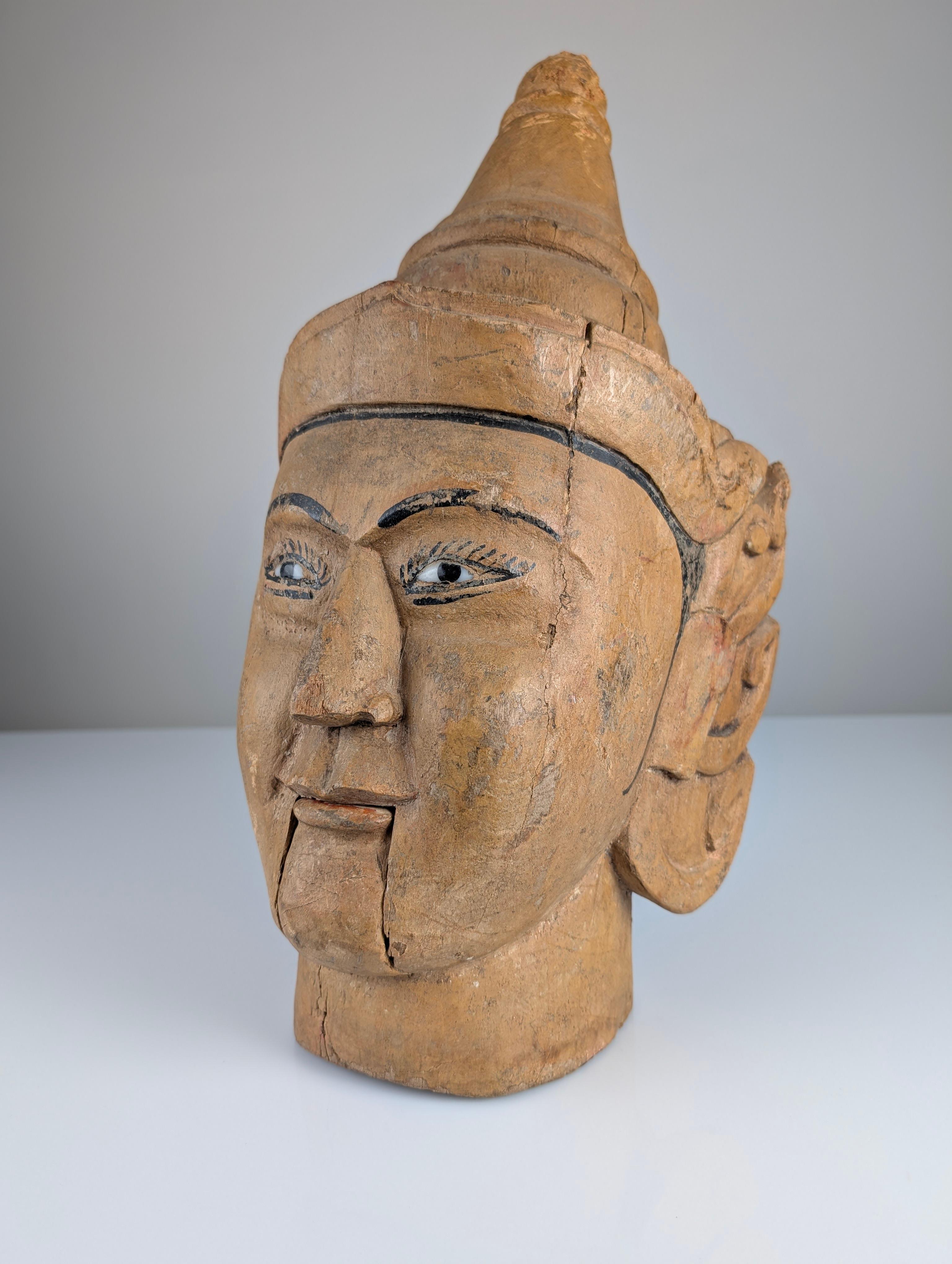 Burmese wooden puppet head with mouth-opening mechanism, 20th century 10