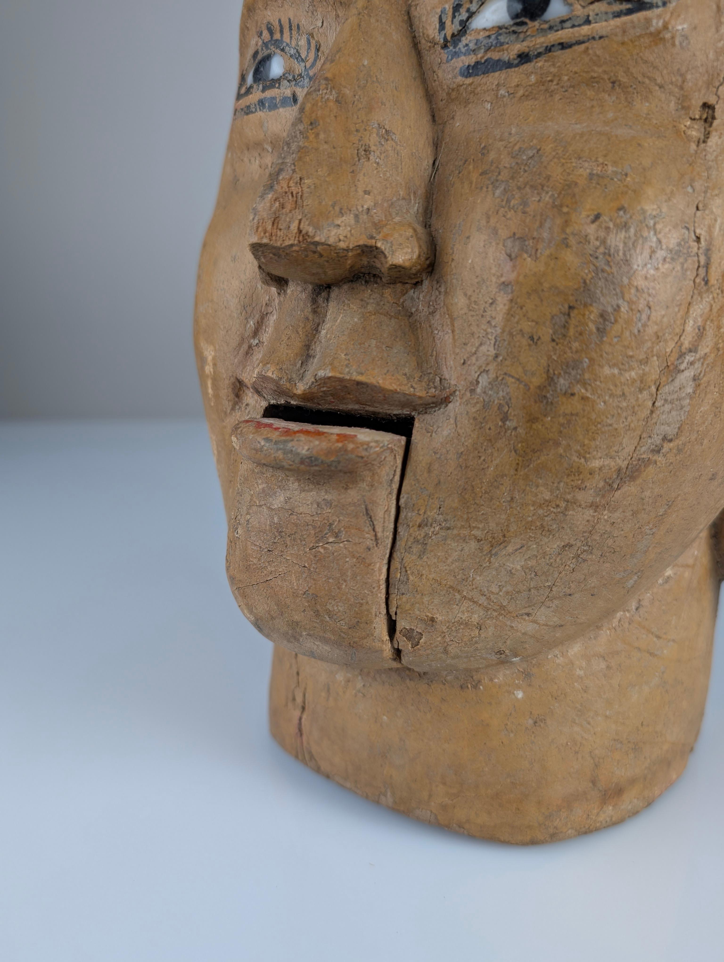 Burmese wooden puppet head with mouth-opening mechanism, 20th century 3