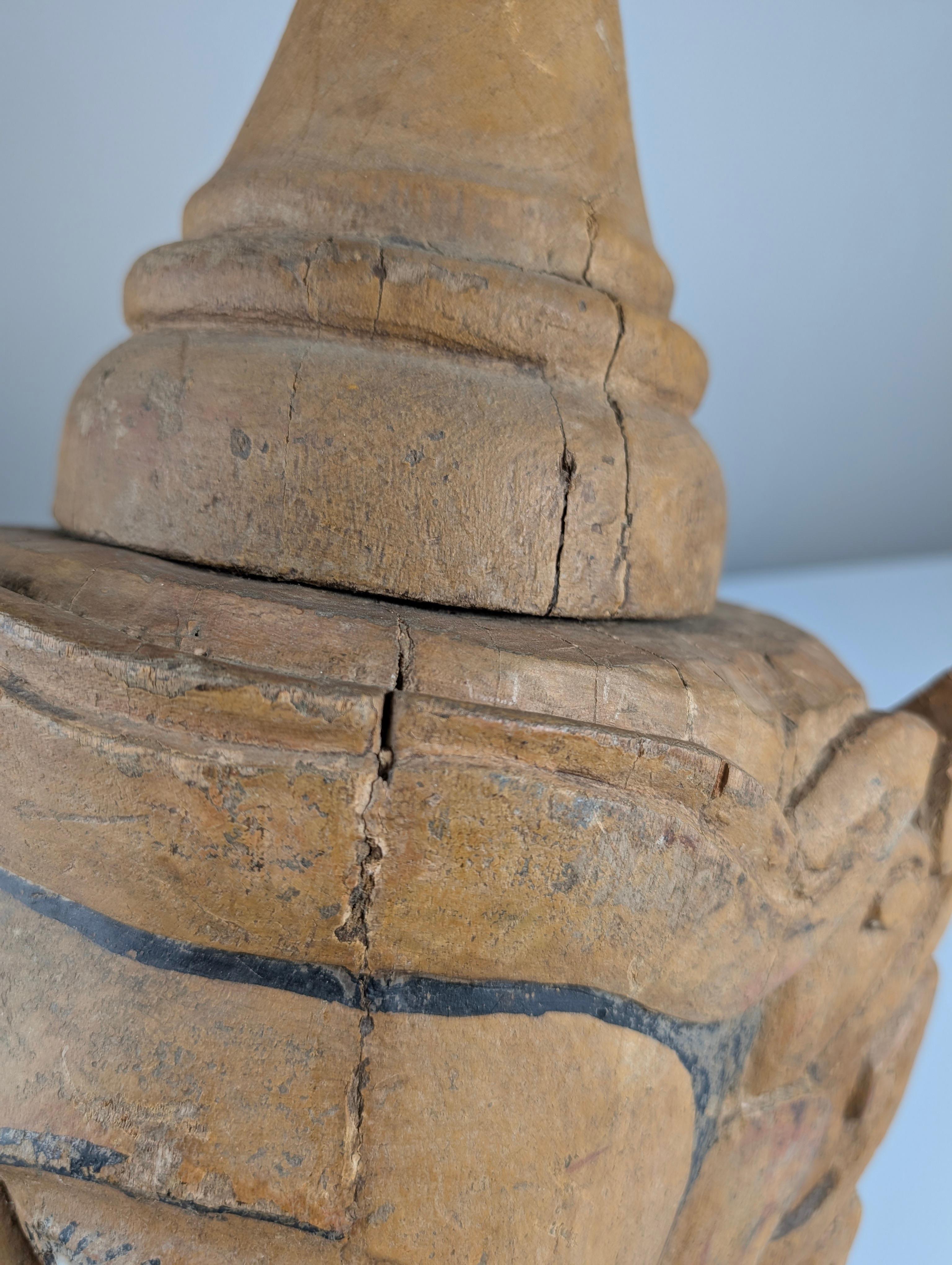 Burmese wooden puppet head with mouth-opening mechanism, 20th century 4