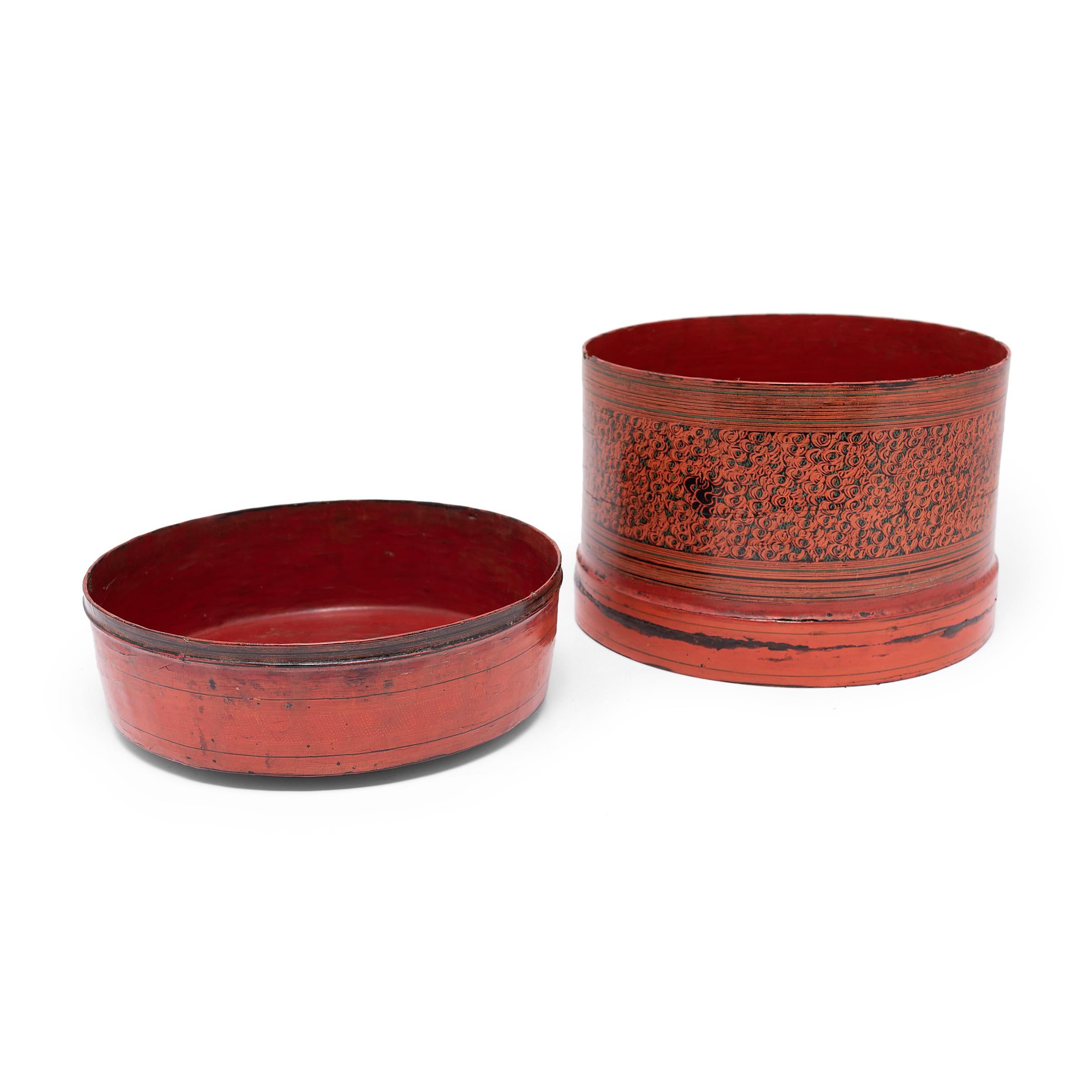 Folk Art Burmese Yun Lacquer Betel Box, c. 1900
