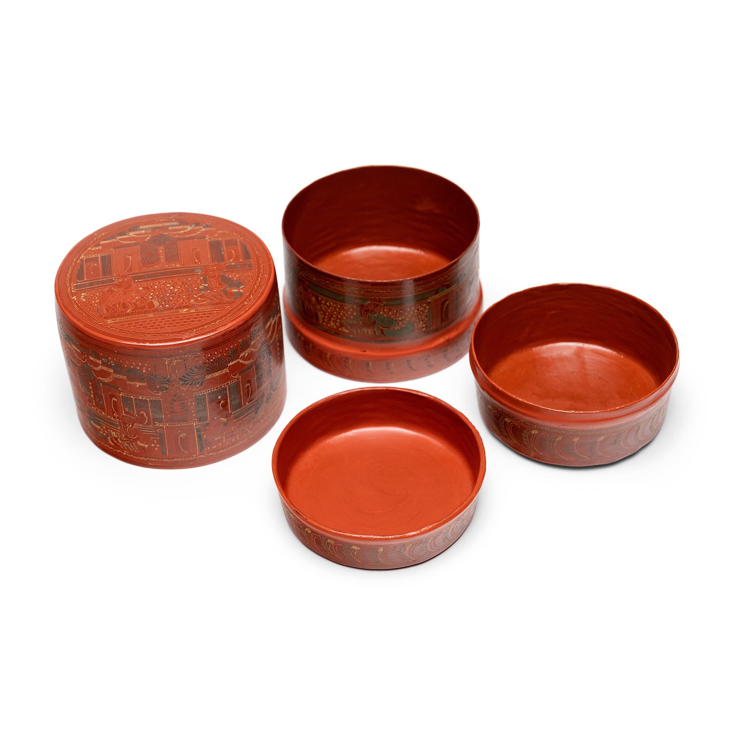 Boîte à bétel en laque Yun de Birmanie en vente 1