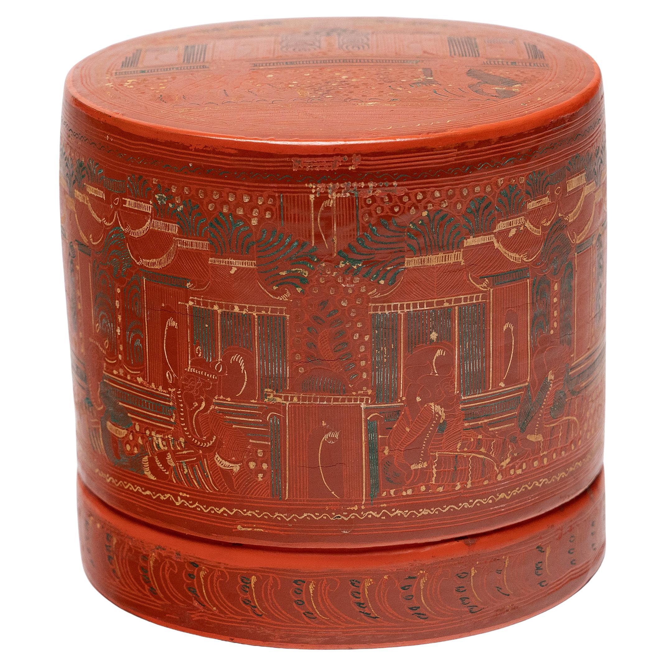 Scatola di Betel in lacca birmana Yun