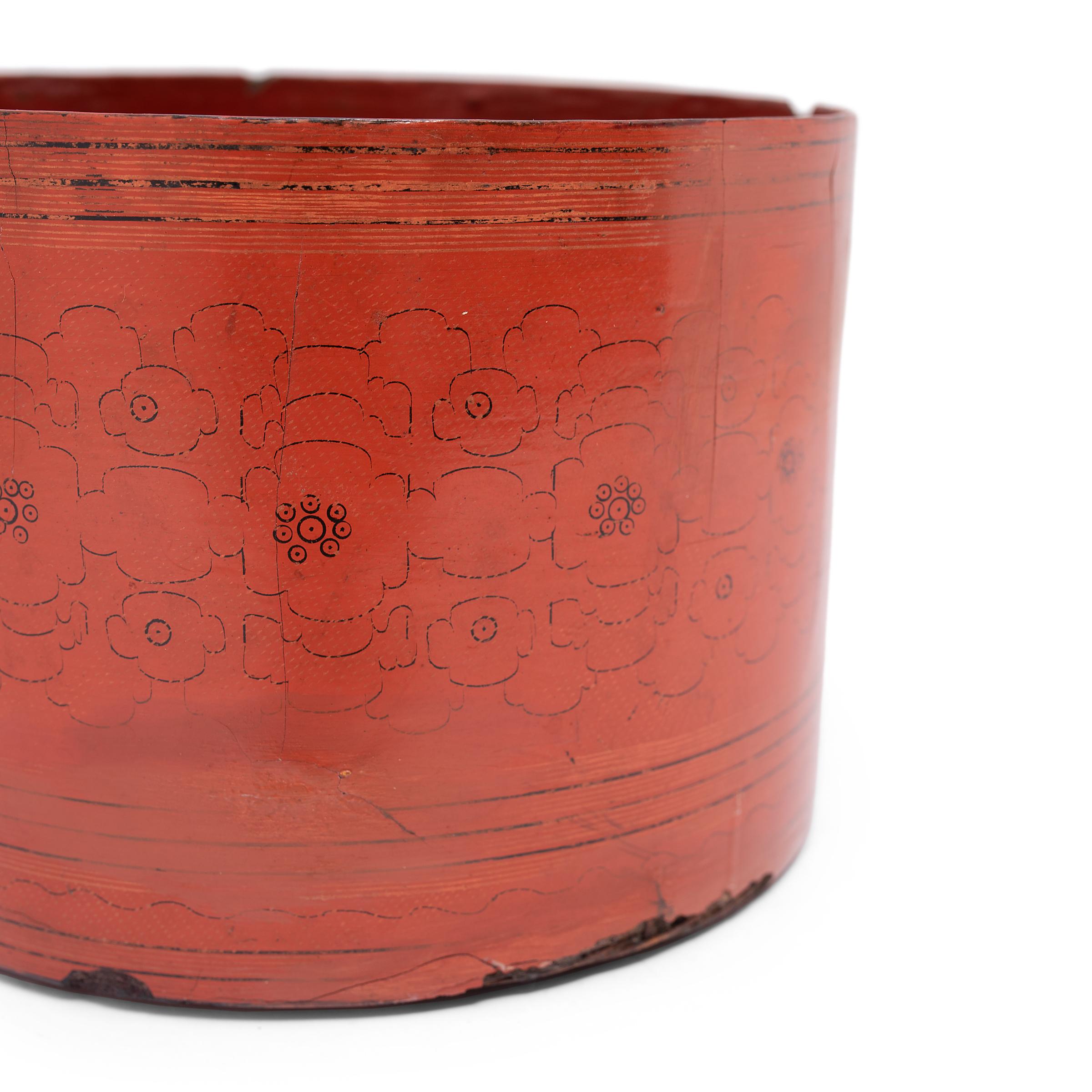 Folk Art Burmese Yun Lacquer Container, c. 1900 For Sale