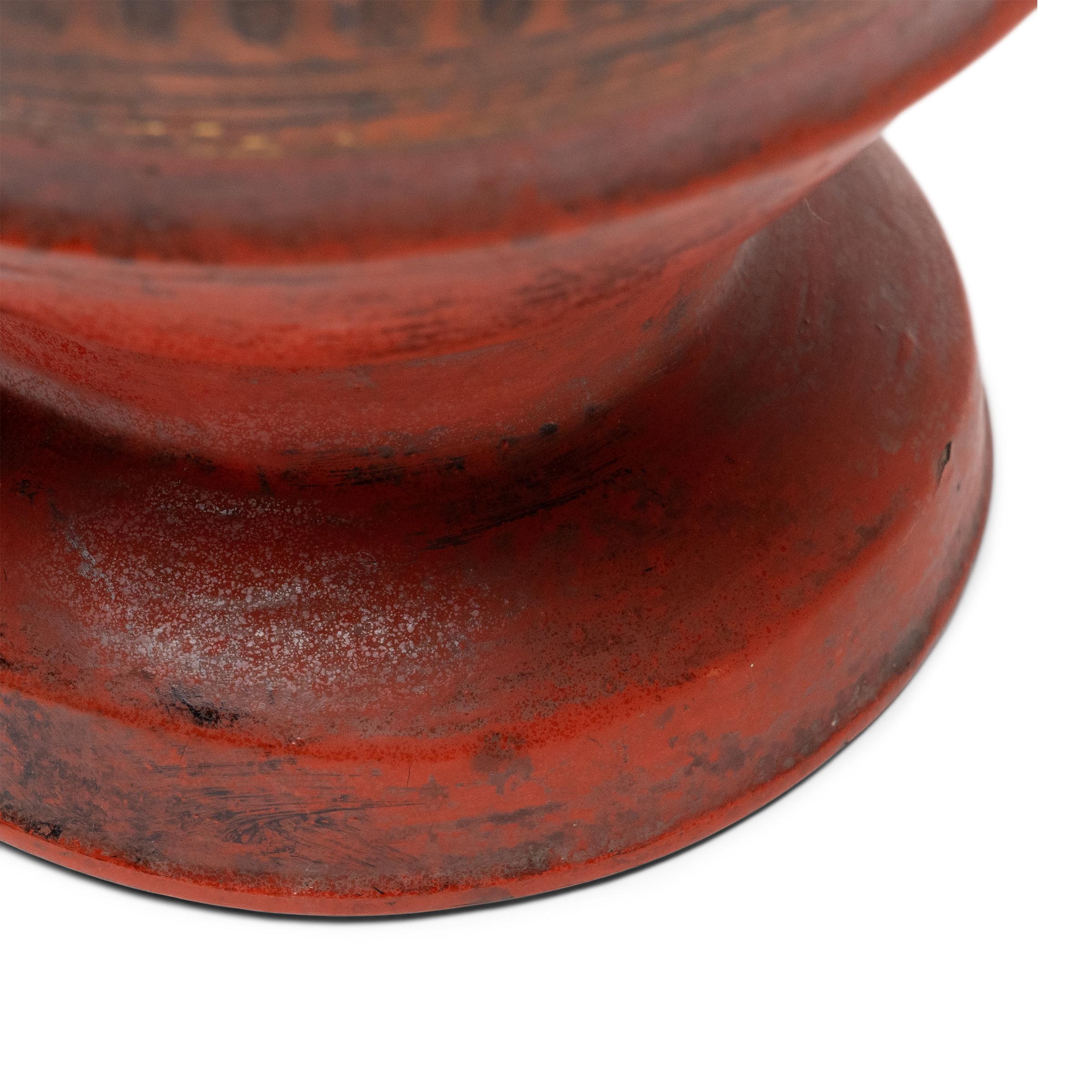 Birmano Burmese Yun Lacquer Footed Bowl, c. 1900 in vendita
