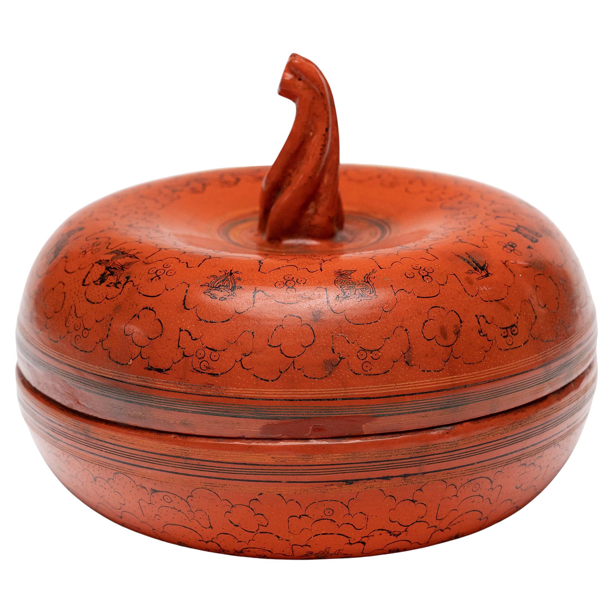 Burmese Yun Lacquer Gourd Box, c. 1900