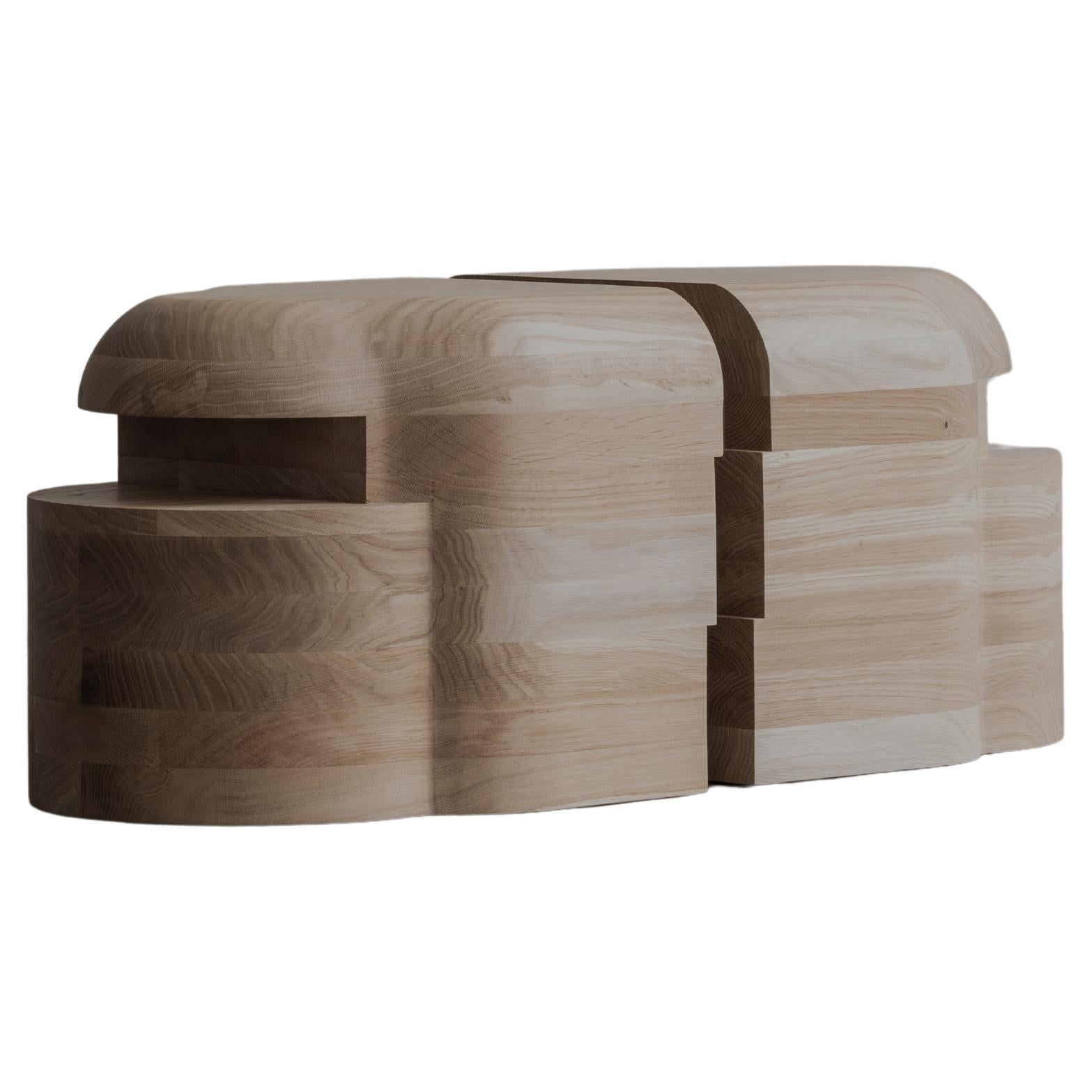 Burned and Black Stained Solid Oak Lahmu Small Console Table by Sizar Alexis