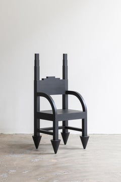 Burned and Black Stained Solid Pine Ousia Chair by Sizar Alexis