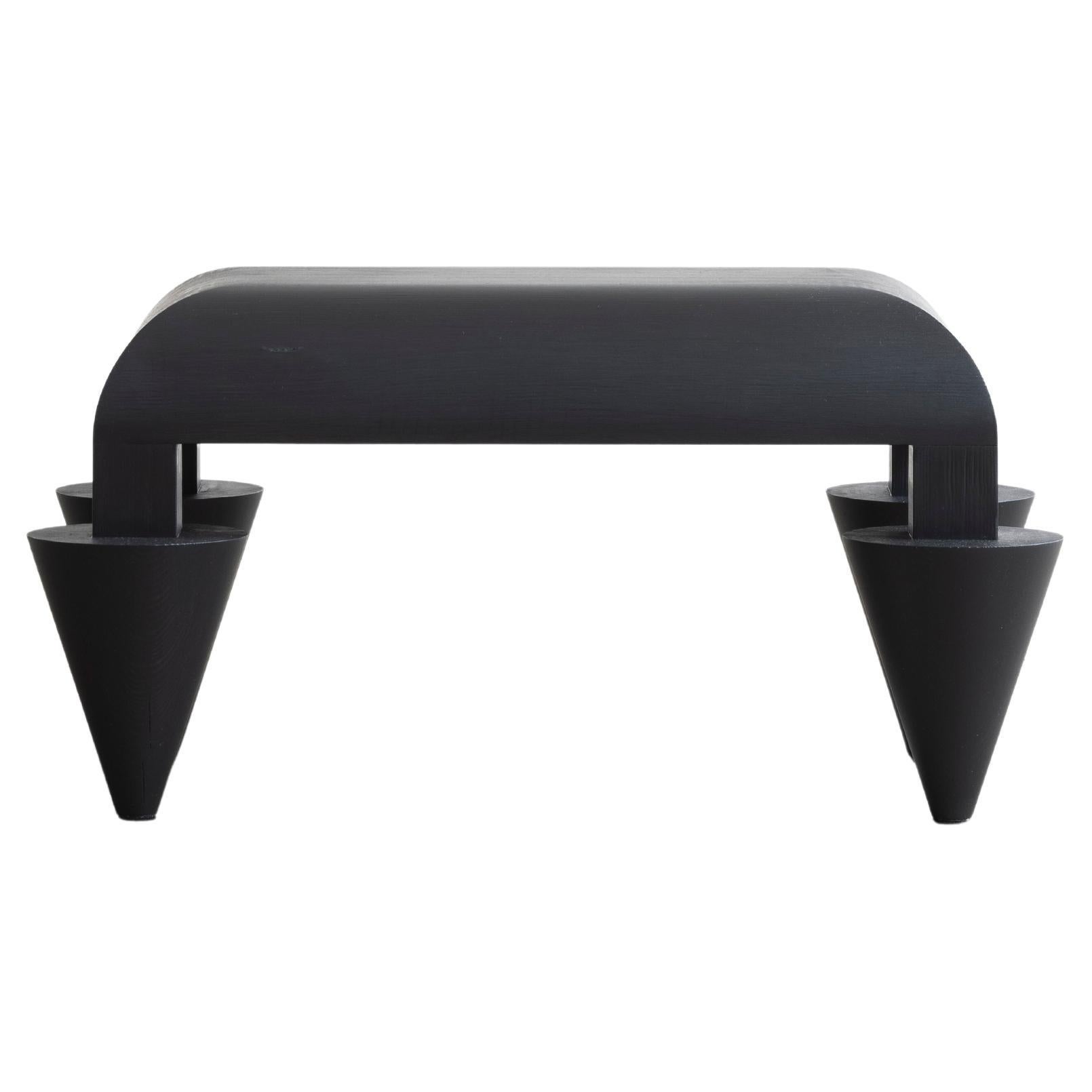 Burned and Black Stained Solid Pine Ousia Stool by Sizar Alexis