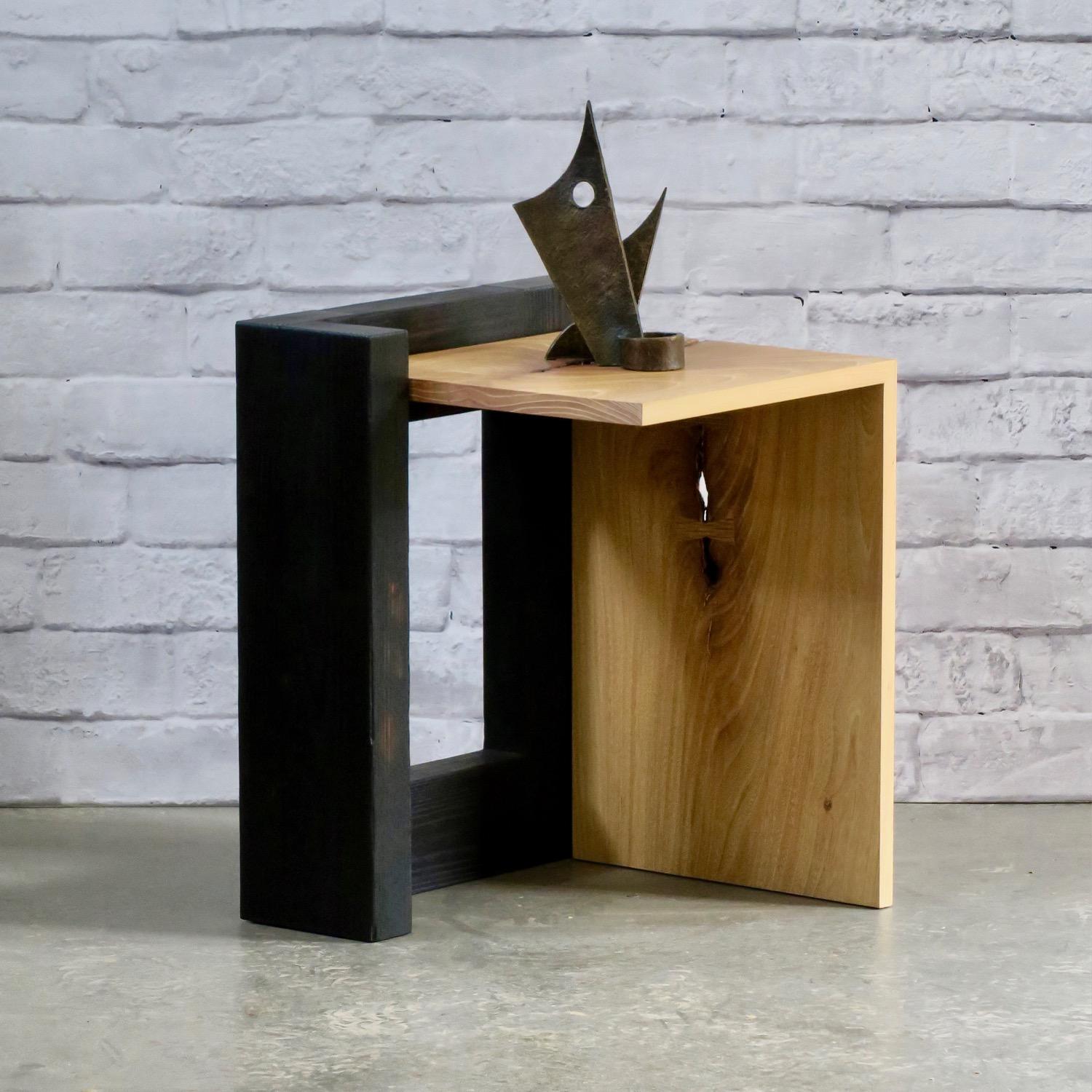 Burned Ash and Elm Side Table by Thomas Throop/ Black Creek Designs- In Stock For Sale 1