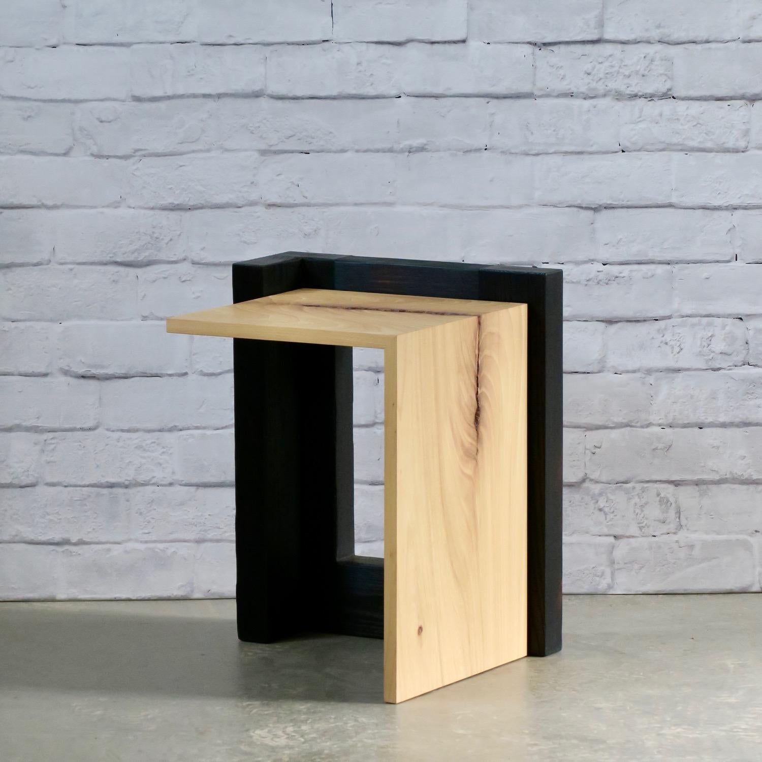 Burned Ash and Elm Side Table by Thomas Throop/ Black Creek Designs- In Stock For Sale 2