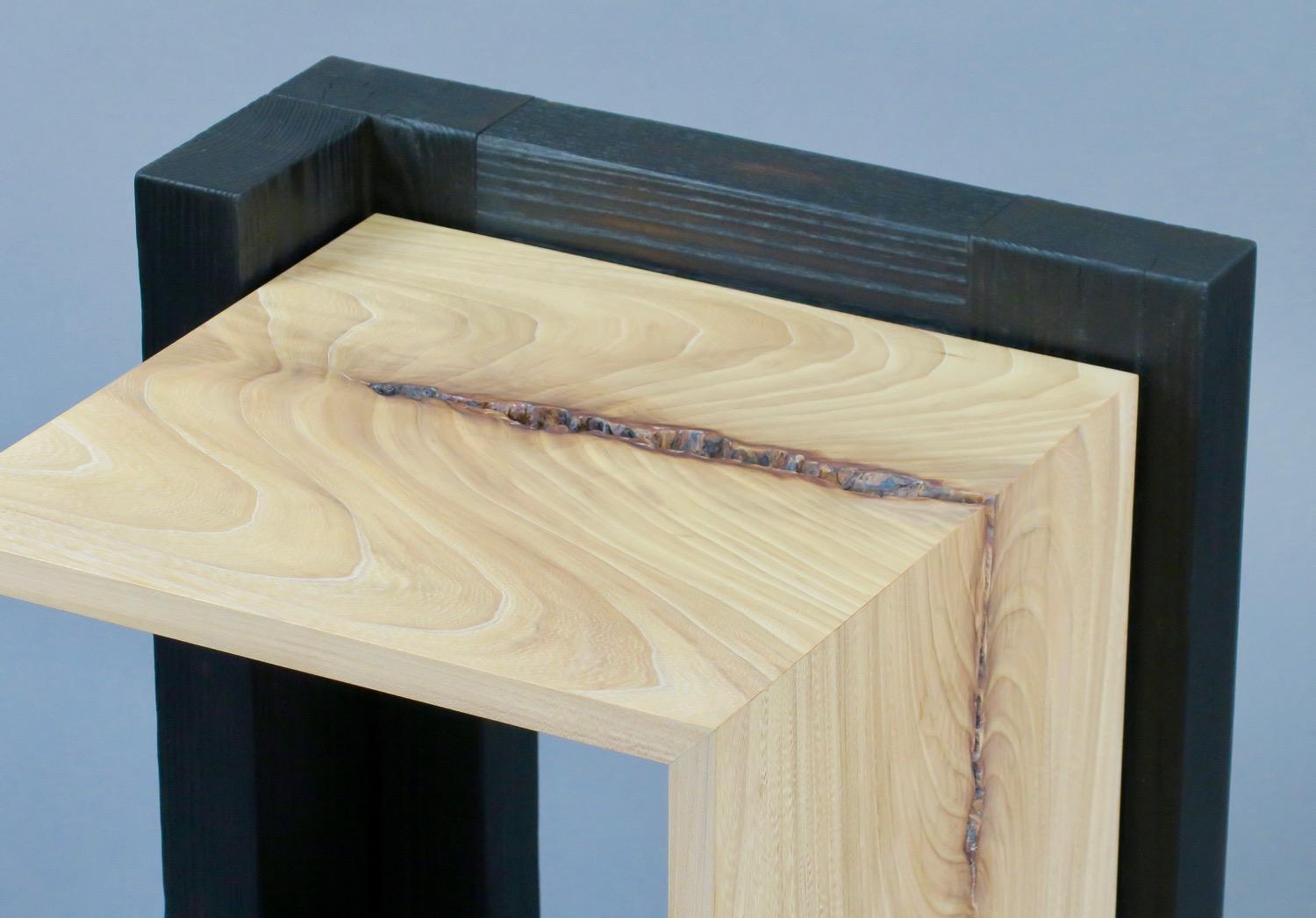 American Burned Ash and Elm Side Table by Thomas Throop/ Black Creek Designs- In Stock For Sale