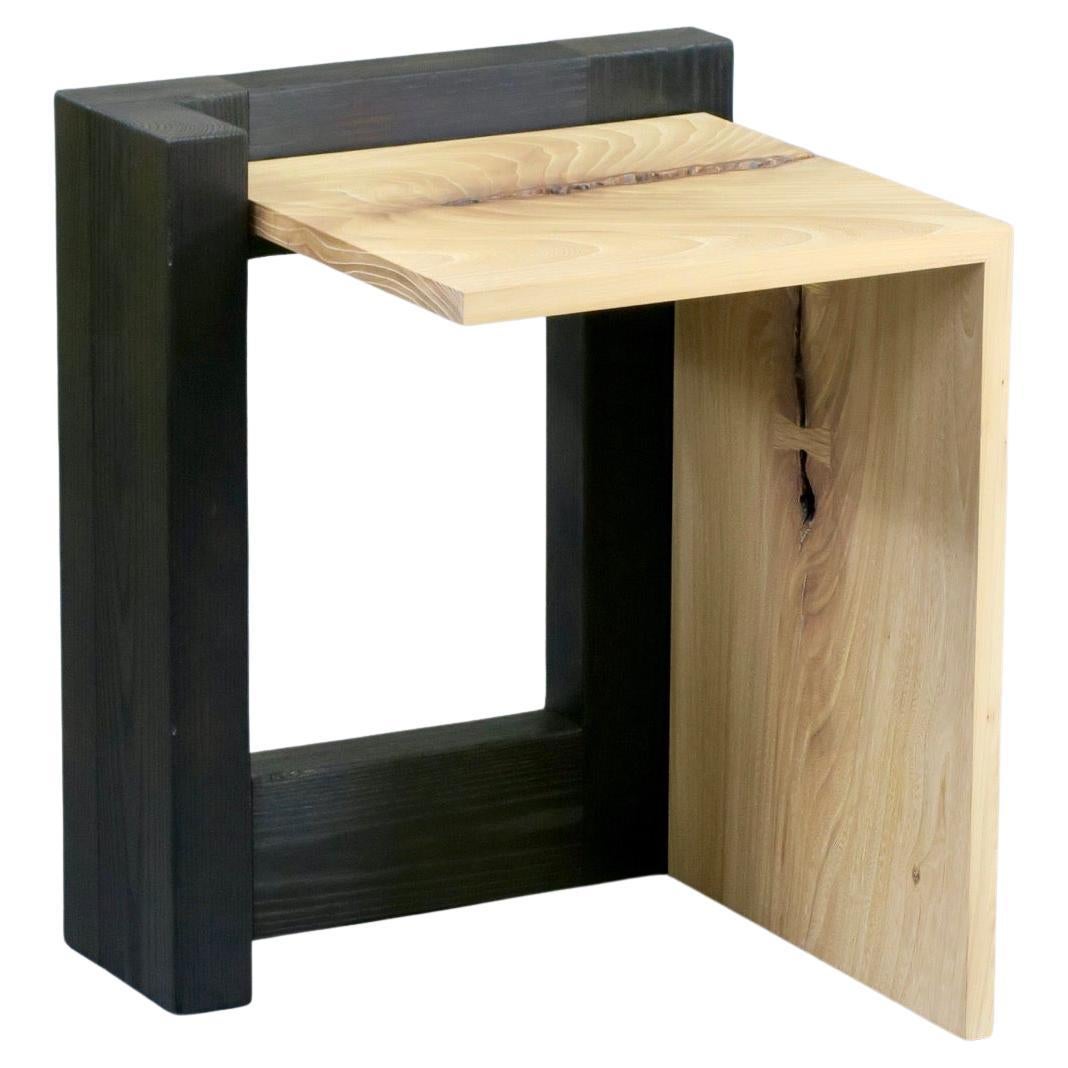 Burned Ash and Elm Side Table by Thomas Throop/ Black Creek Designs- In Stock For Sale