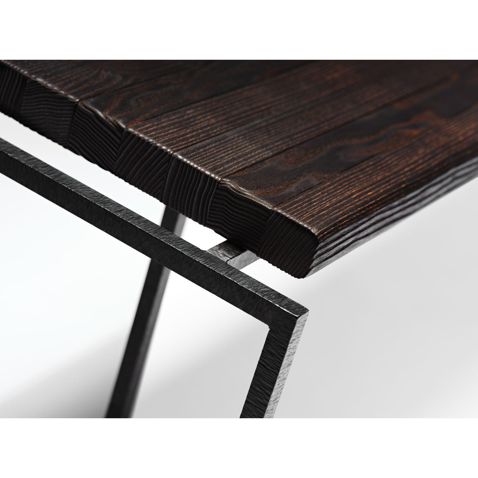 Burned Ash Wood Gerd Bench by Eichkorn In New Condition For Sale In Geneve, CH