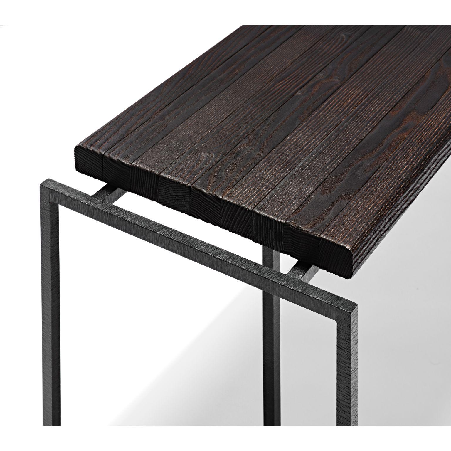 Contemporary Burned Ash Wood Gerd Bench by Eichkorn For Sale