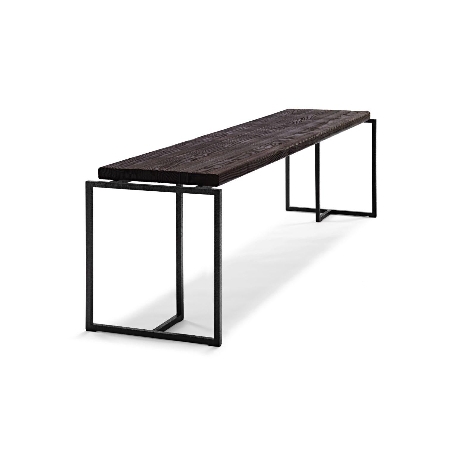 Steel Burned Ash Wood Gerd Bench by Eichkorn For Sale