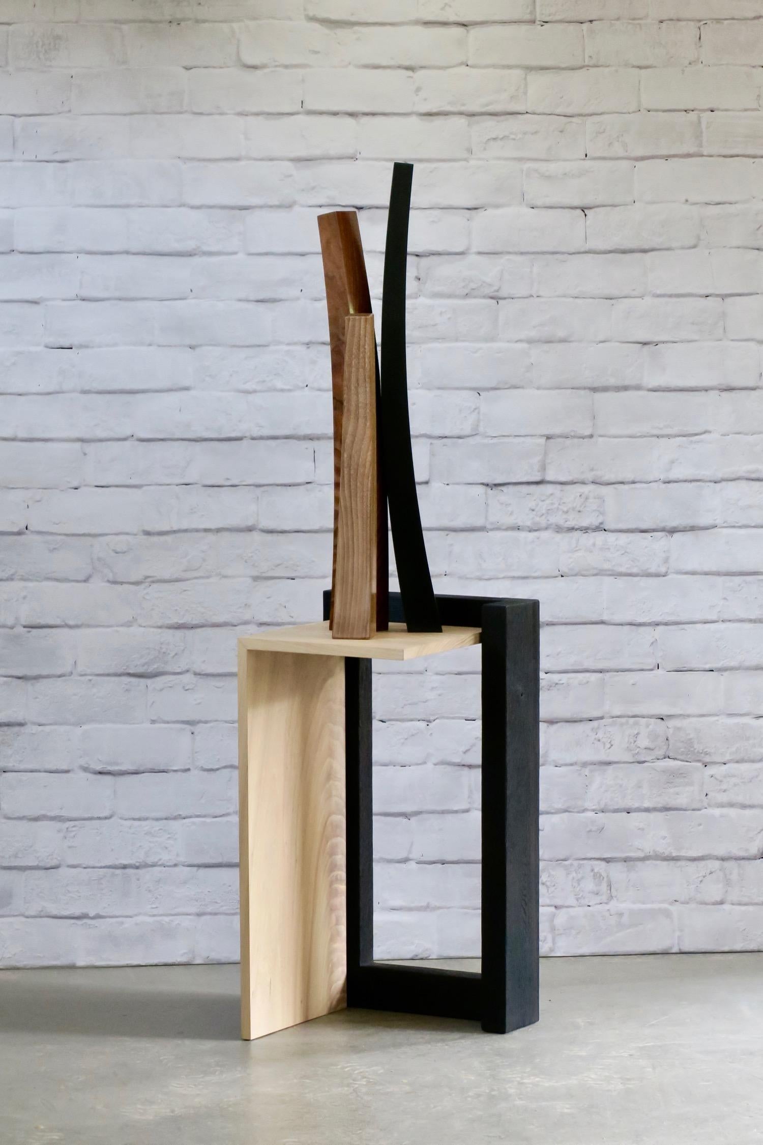 Contemporary Burned Oak and Elm Side Table by Thomas Throop/ Black Creek Designs - In Stock For Sale