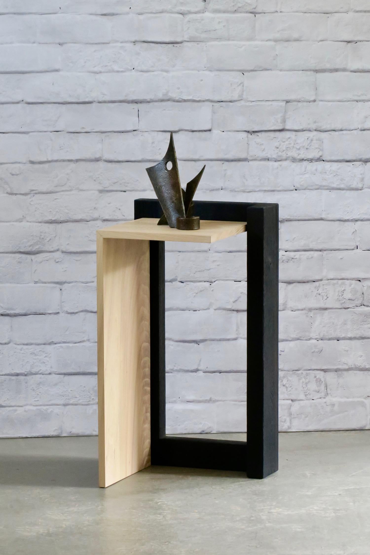 Ash Burned Oak and Elm Side Table by Thomas Throop/ Black Creek Designs - In Stock For Sale