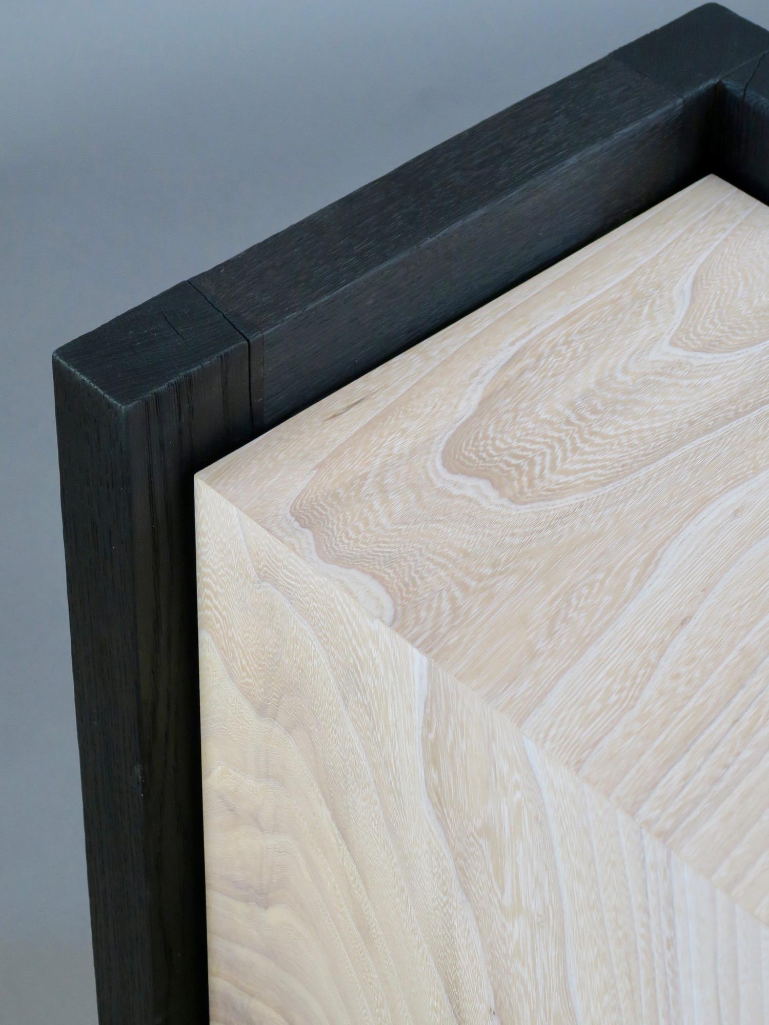 Blackened Burned Oak and Elm Side Table by Thomas Throop/ Black Creek Designs - In Stock For Sale