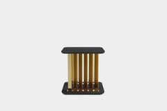 Plateau Side Table, Night Stand in Black Wood and Brass Structure by NONO
