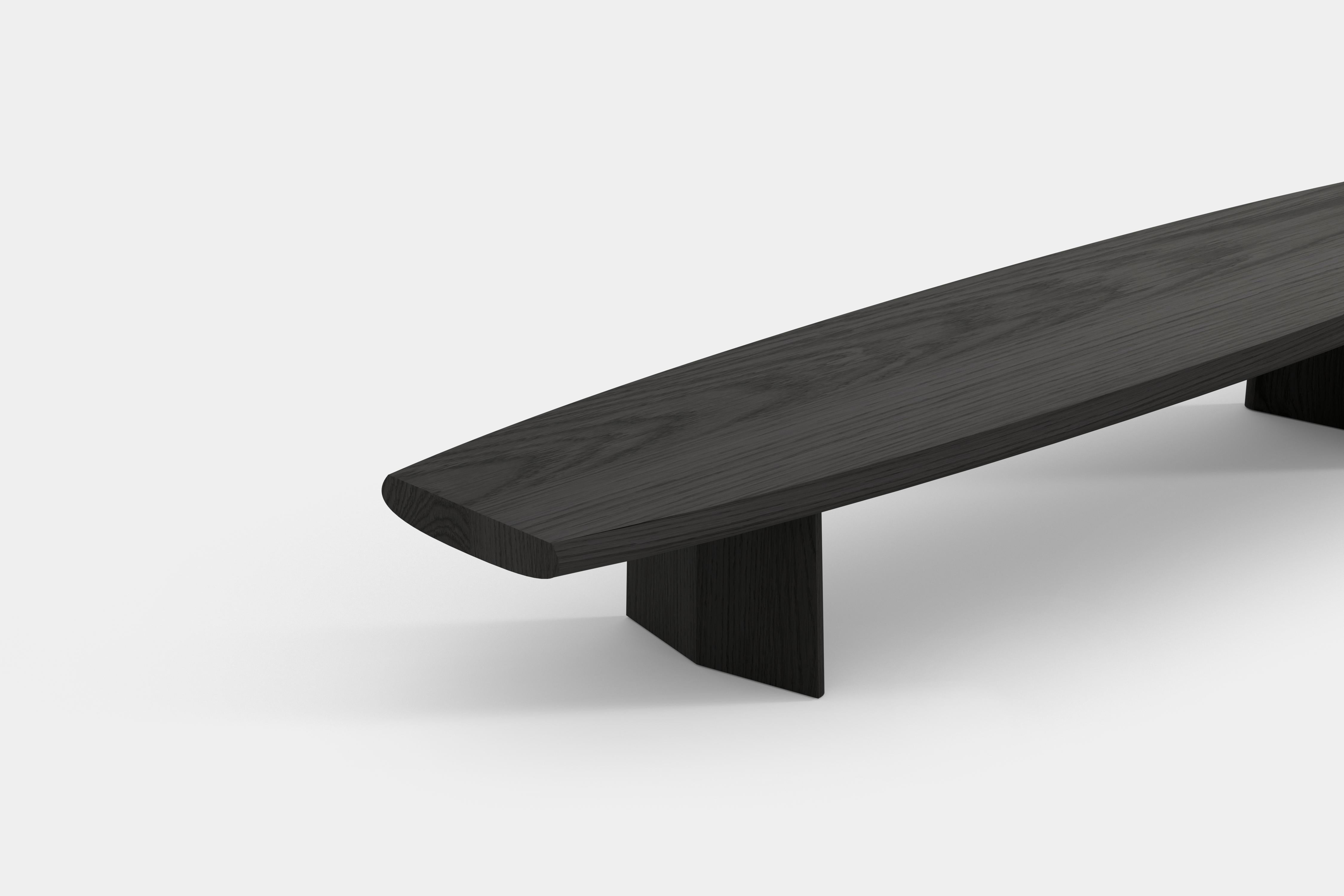 Peana Low Coffee Table, Bench in Black Tinted Wood Finish by Joel Escalona For Sale 1