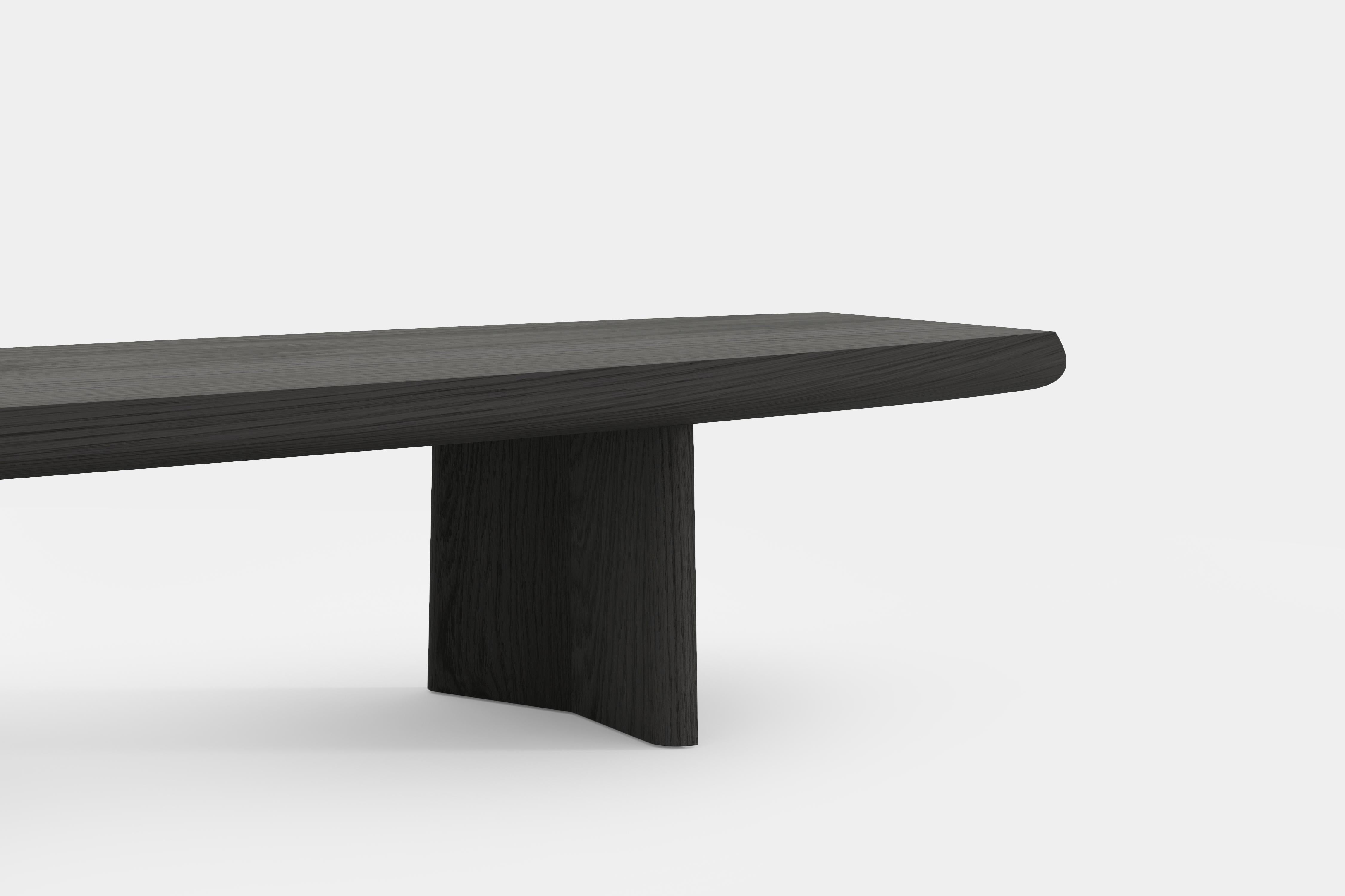 Peana Low Coffee Table, Bench in Black Tinted Wood Finish by Joel Escalona For Sale 2