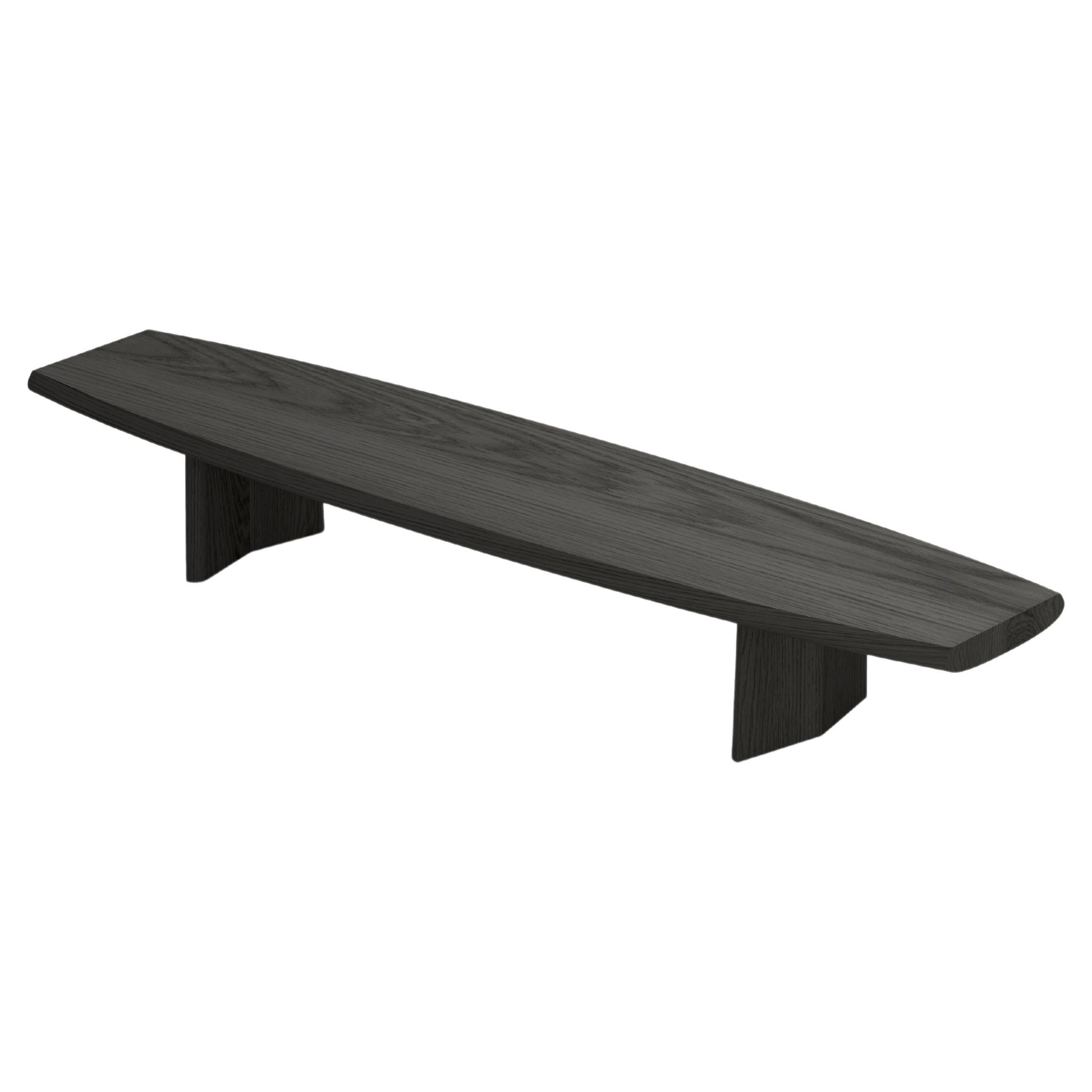 Peana Low Coffee Table, Bench in Black Tinted Wood Finish by Joel Escalona For Sale