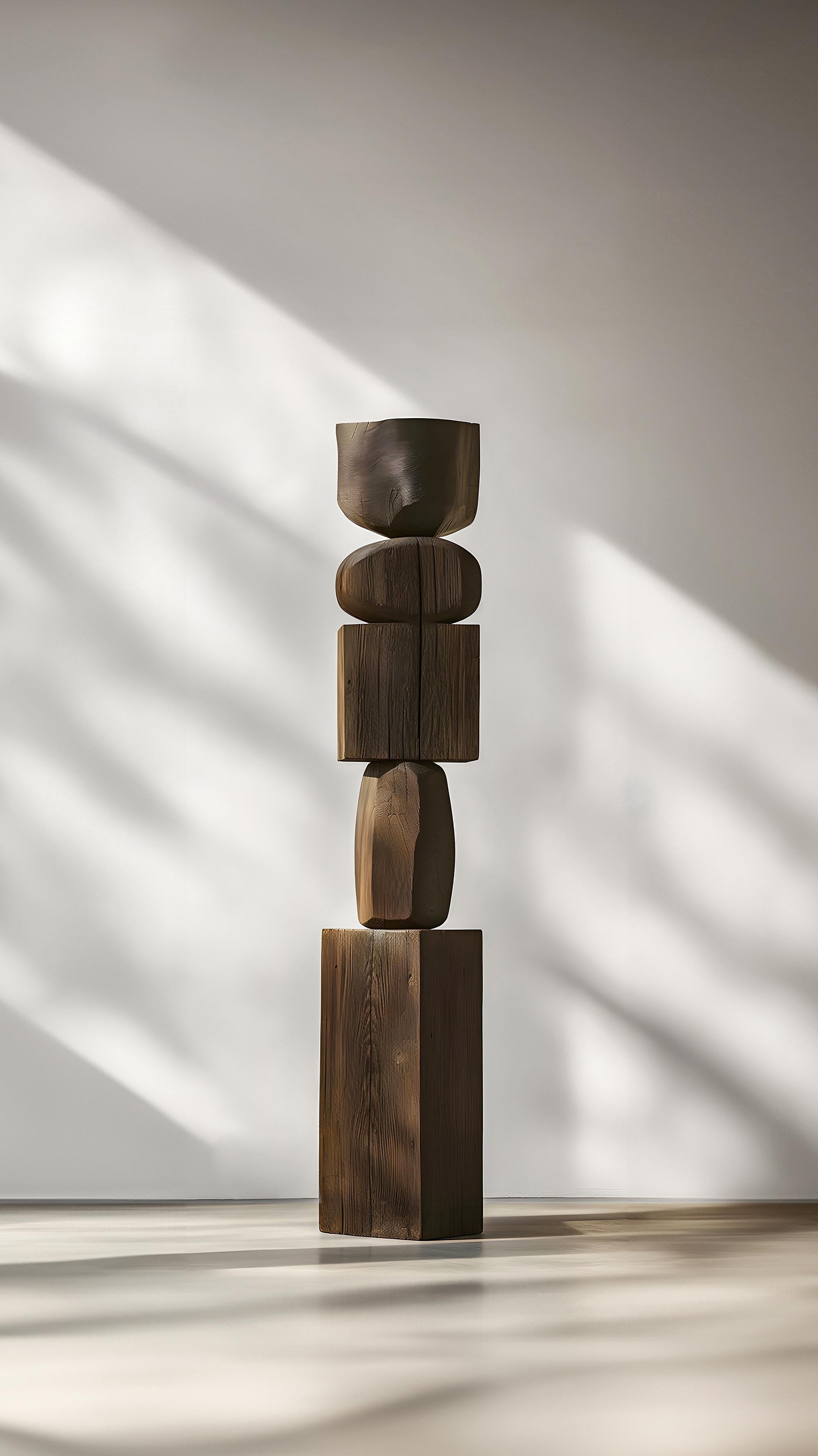Mexican Burned Oak Sculpture, Abstract Elegance by Escalona, Captured in Still Stand 85 For Sale