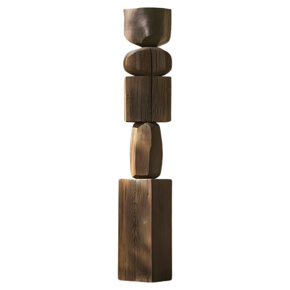 Burned Oak Sculpture, Abstract Elegance by Escalona, Captured in Still Stand 85 For Sale