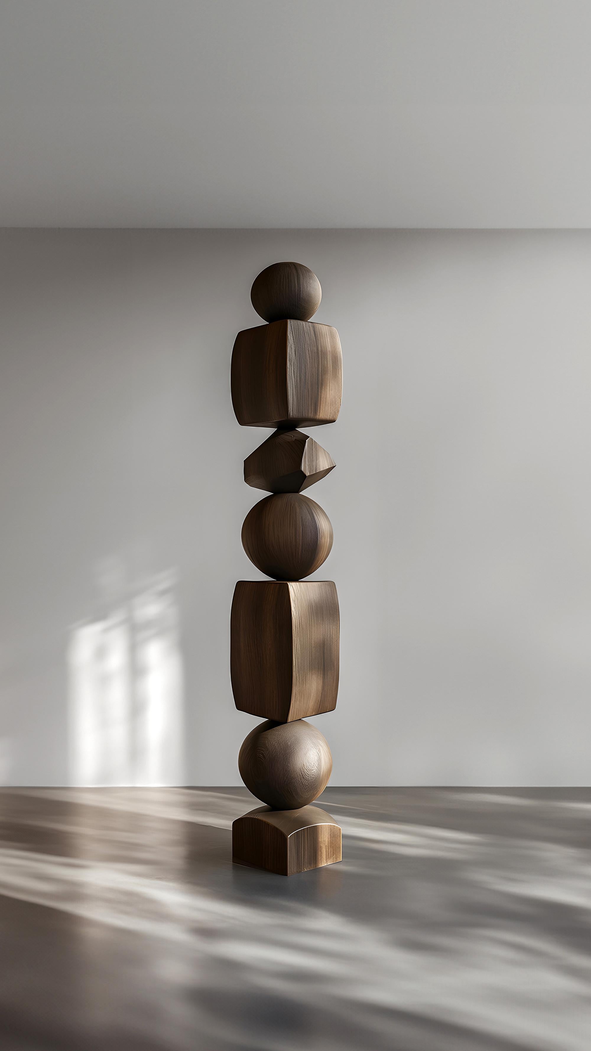 Mexican Burned Oak's Sleek Dark Design in Abstract Totem Form, Still Stand No87 For Sale
